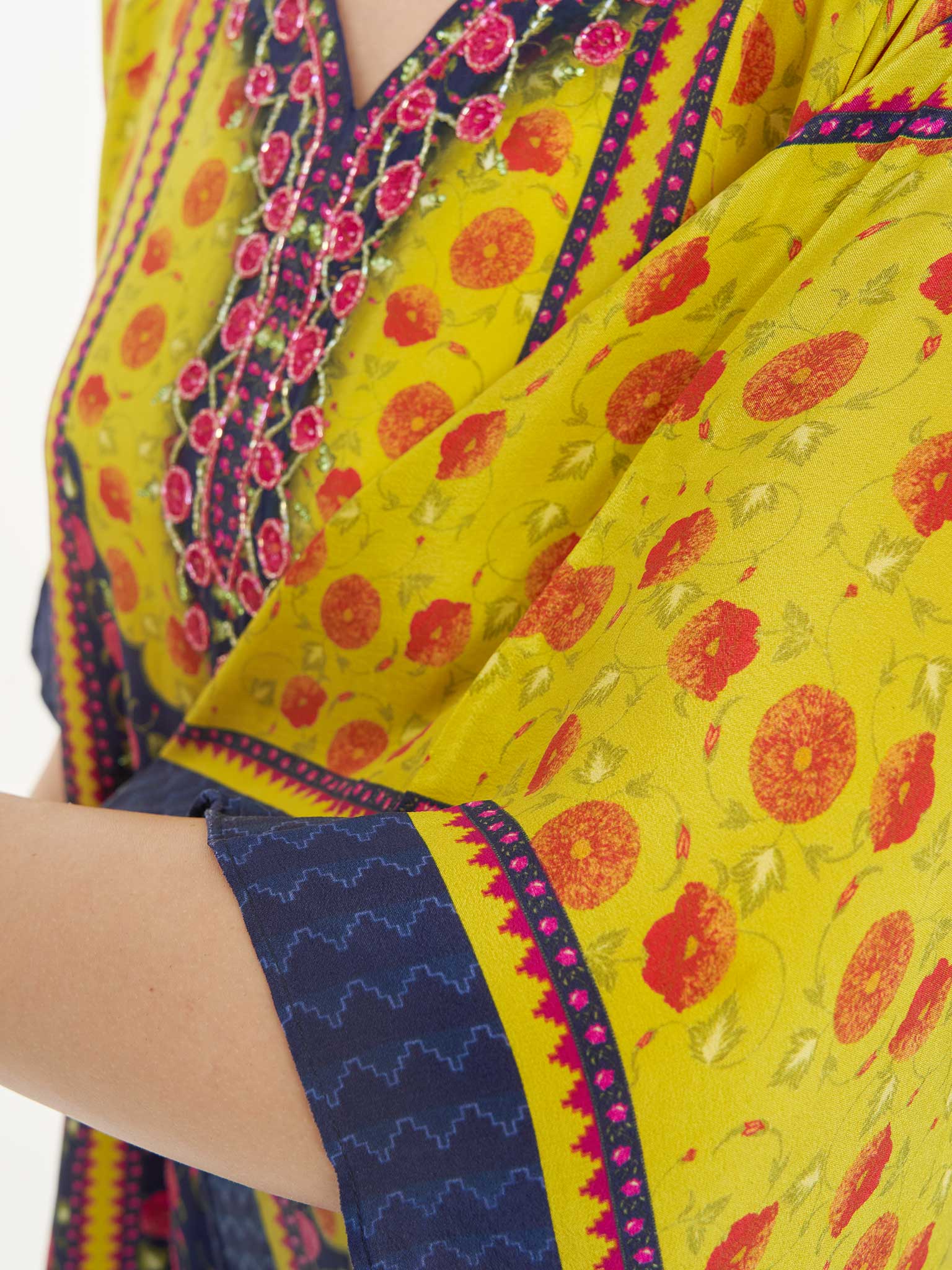 Pure Silk Printed Poncho - Image 5