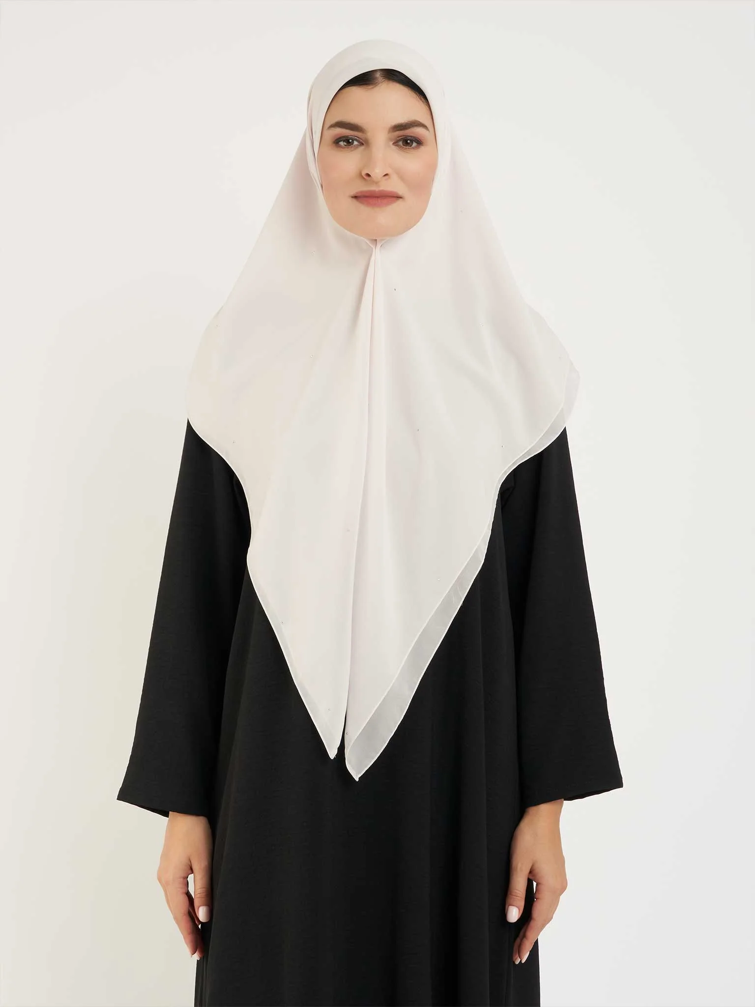 Square Chiffon Hijab with Diamond Shape Stone Design (KP17885L) - Image 4