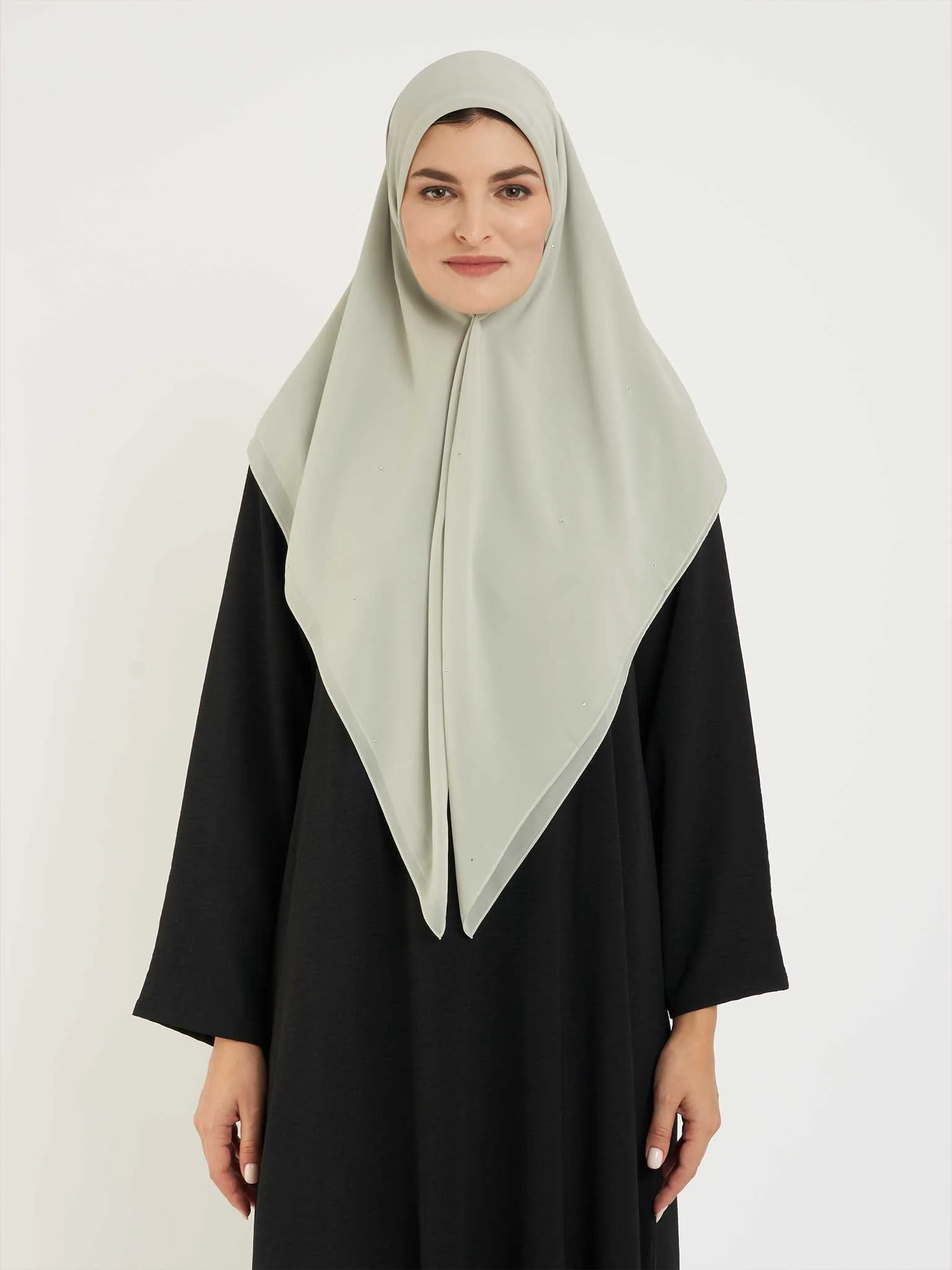 Square Chiffon Hijab with Diamond Shape Stone Design (KP17885L) - Image 7
