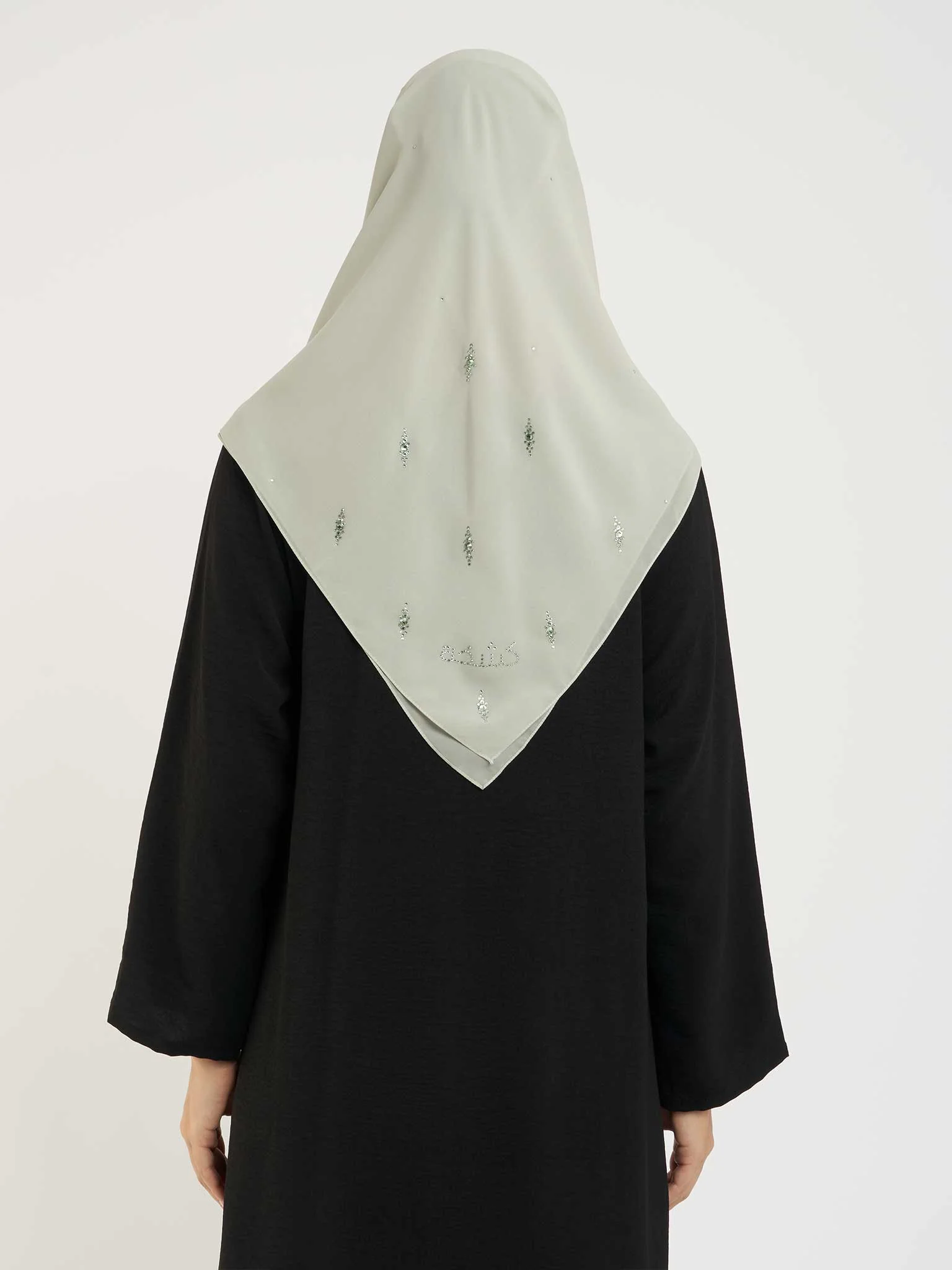 Square Chiffon Hijab with Diamond Shape Stone Design (KP17885L) - Image 8
