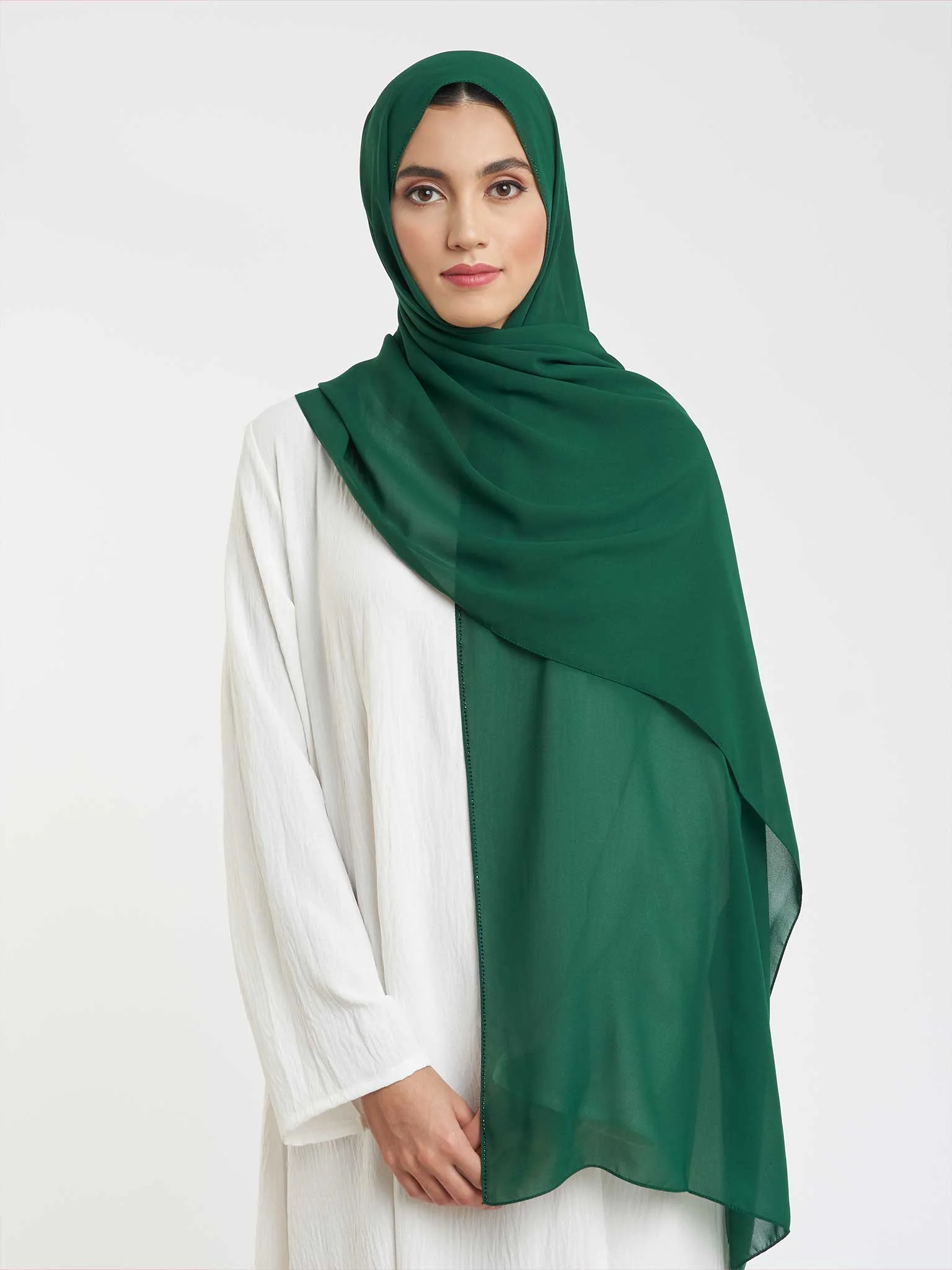 Soft Chiffon Scarf with Stone Line Border (KP11351L) - Image 16