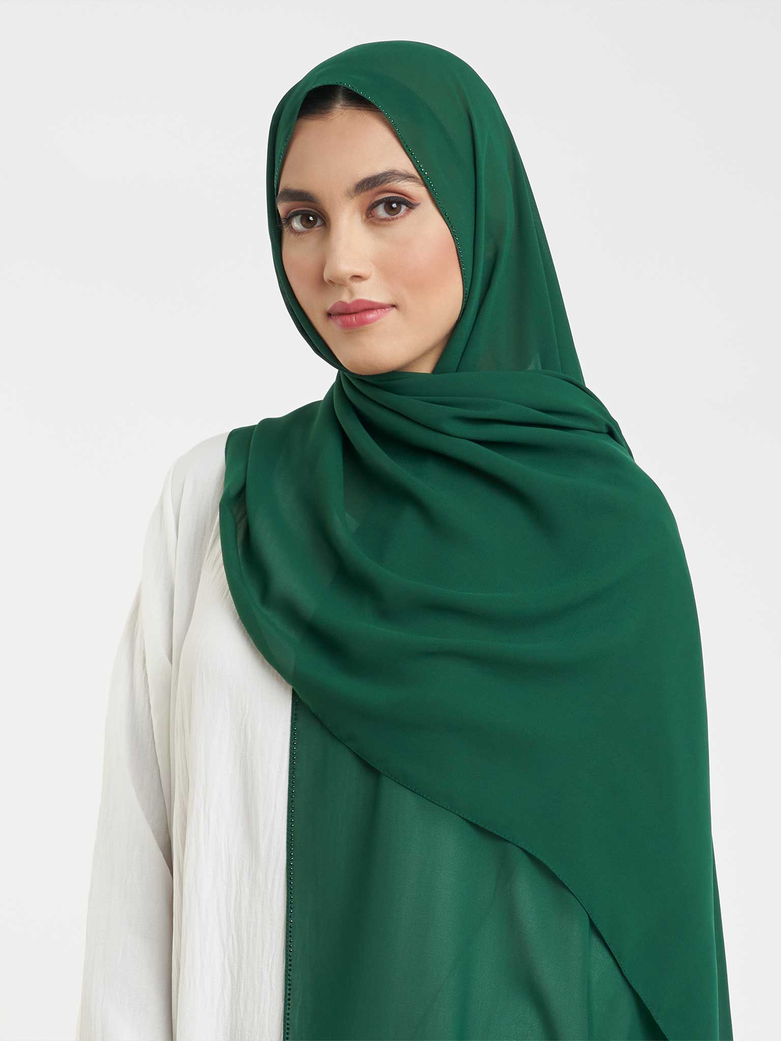 Soft Chiffon Scarf with Stone Line Border (KP11351L) - Image 17