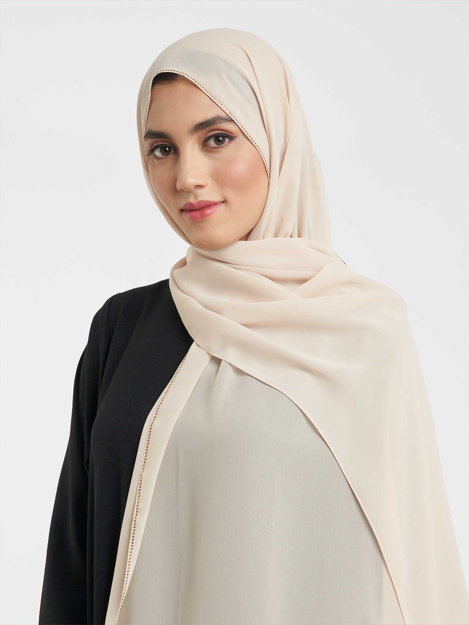 Soft Chiffon Scarf with Stone Line Border (KP11351L) - Image 20