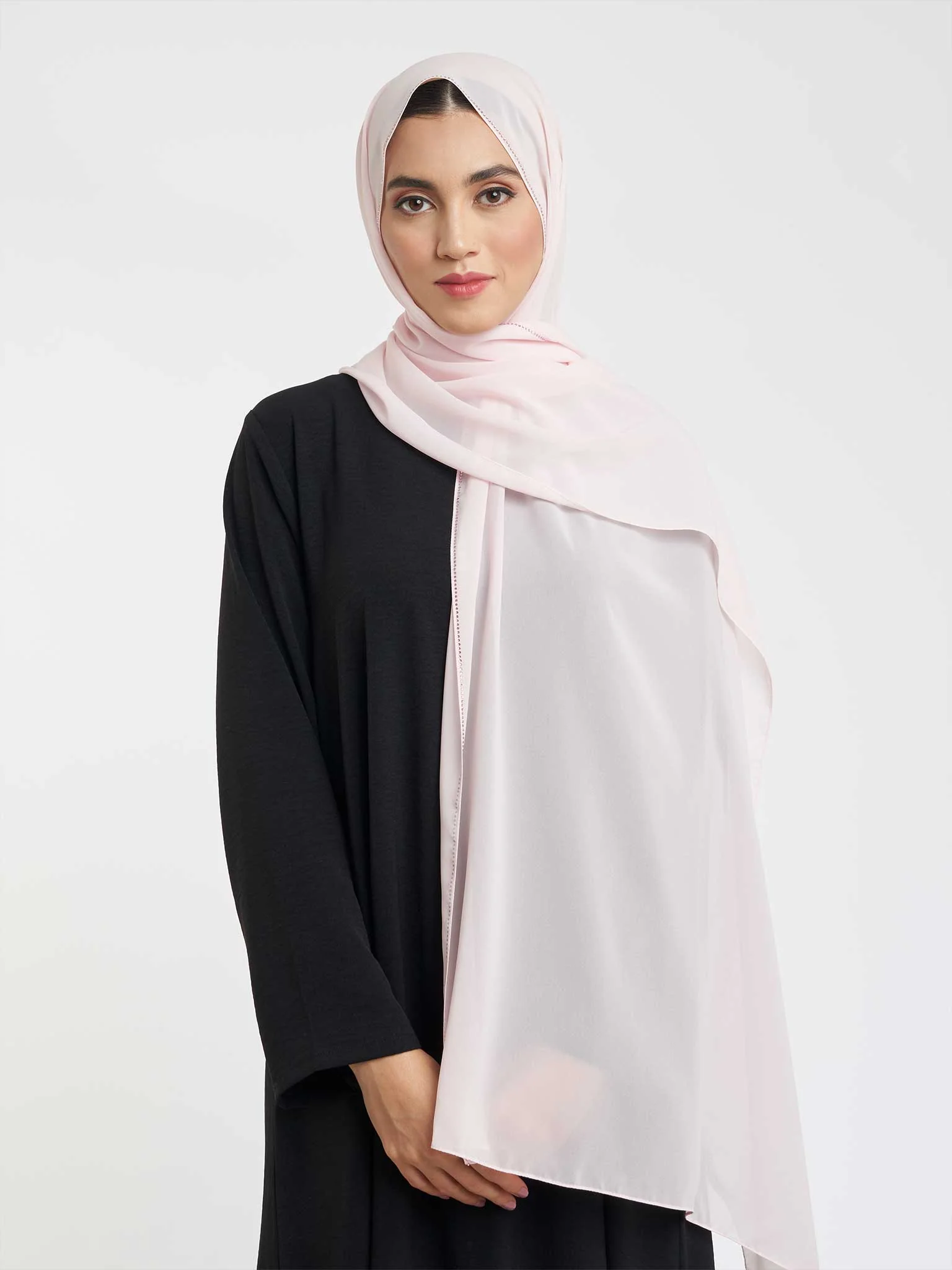 Soft Chiffon Scarf with Stone Line Border (KP11351L) - Image 25