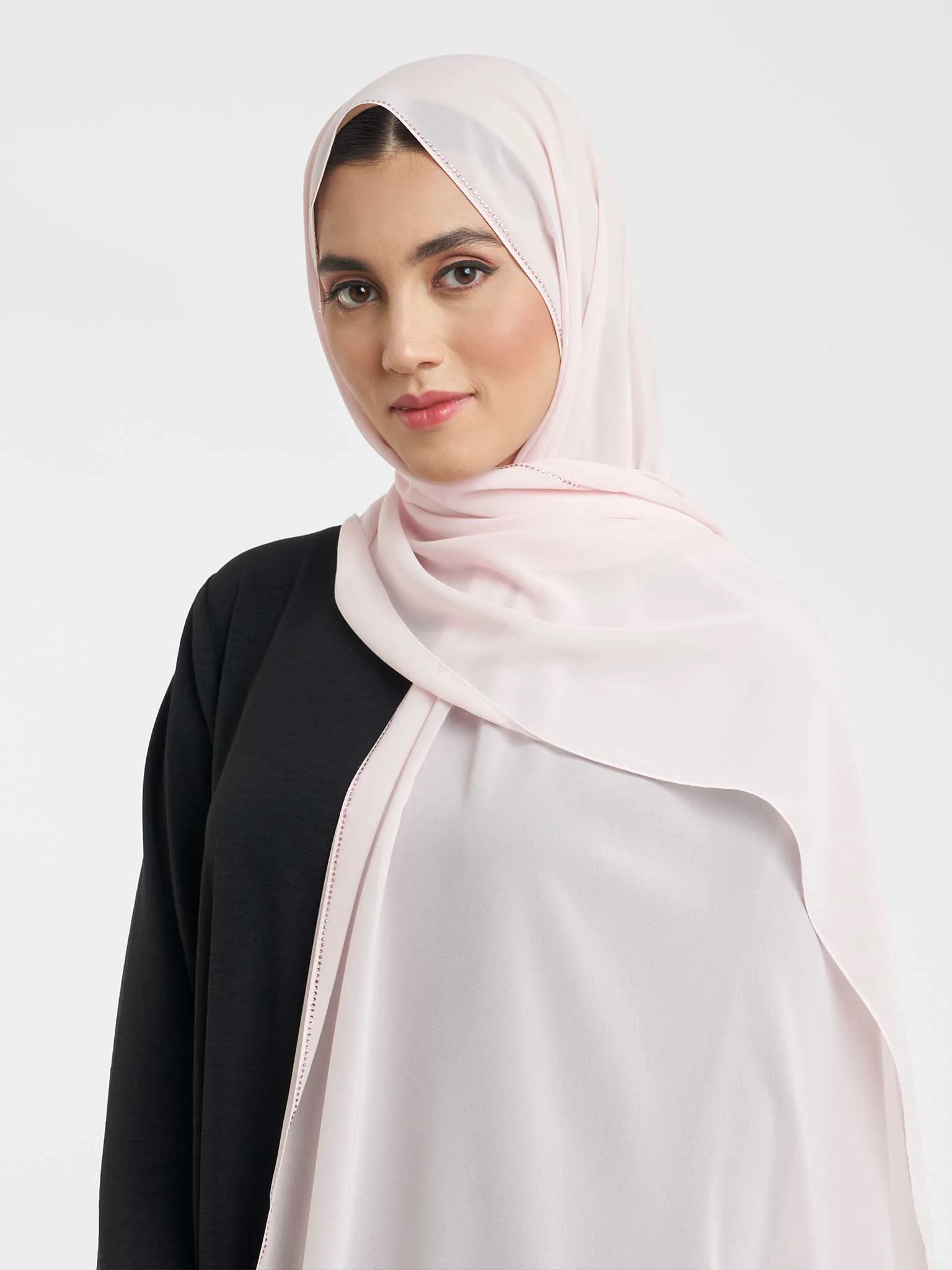 Soft Chiffon Scarf with Stone Line Border (KP11351L) - Image 26