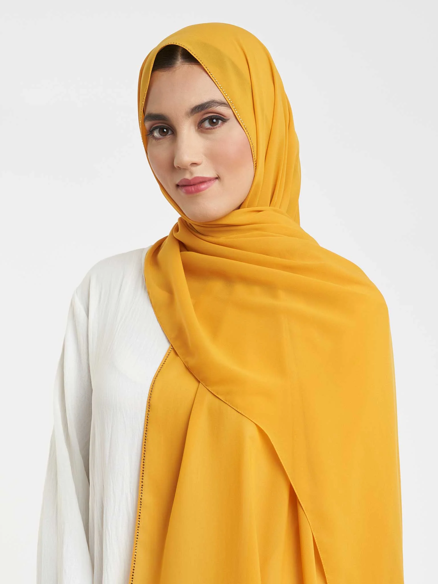 Soft Chiffon Scarf with Stone Line Border (KP11351L) - Image 32