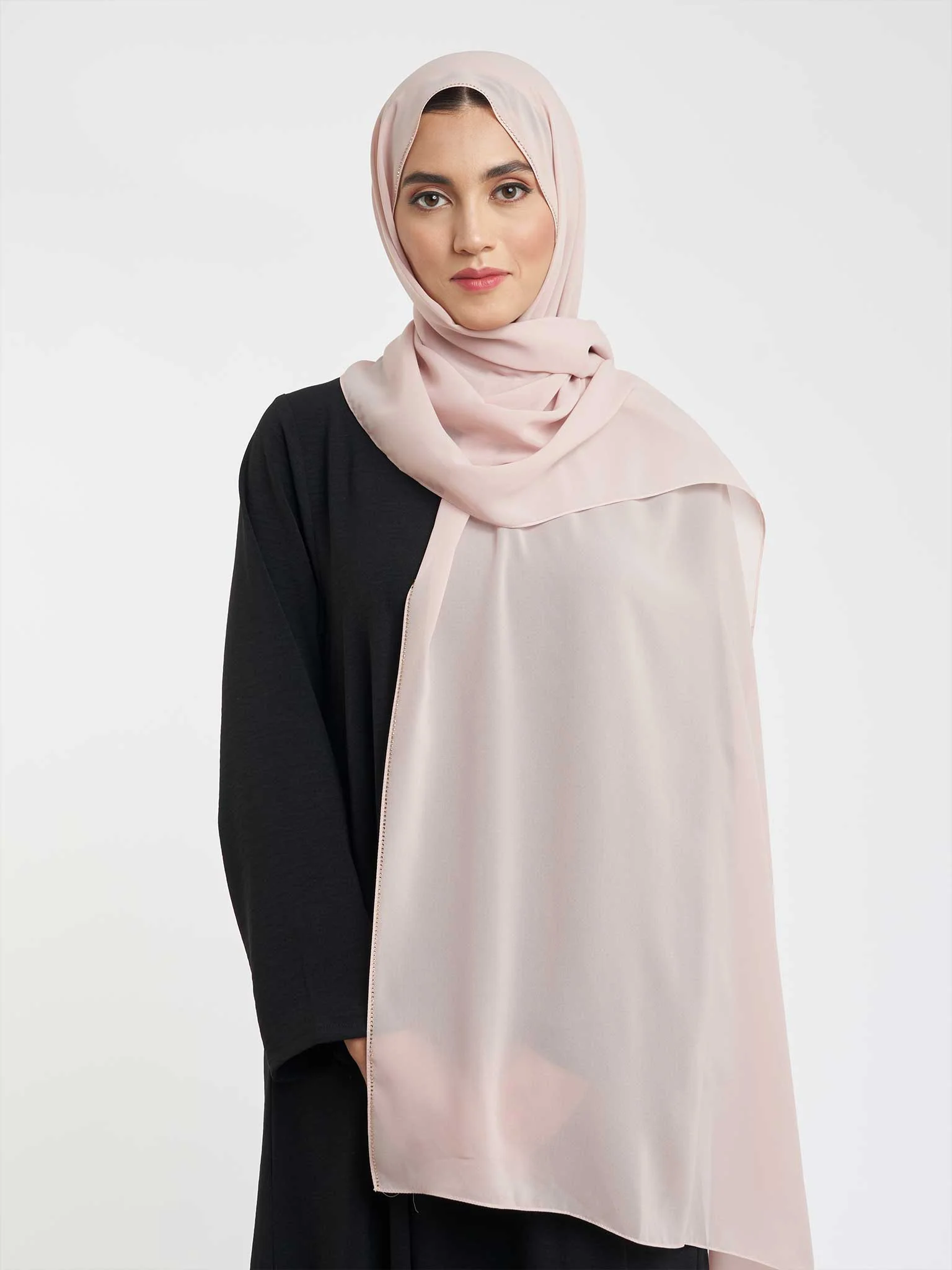 Soft Chiffon Scarf with Stone Line Border (KP11351L) - Image 37