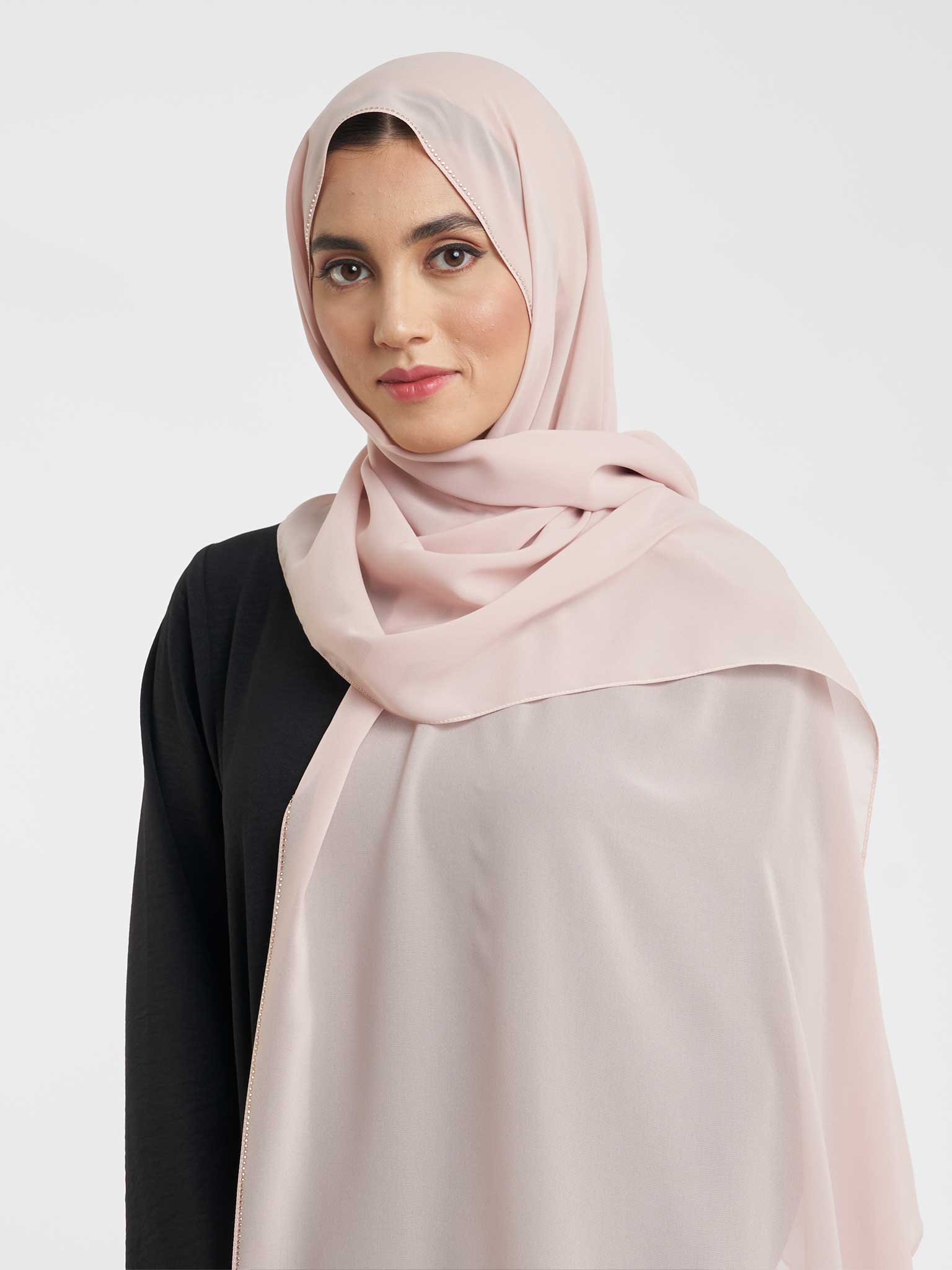Soft Chiffon Scarf with Stone Line Border (KP11351L) - Image 38