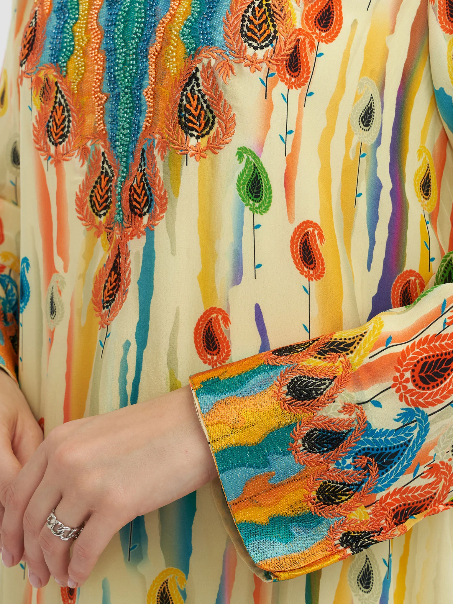 Water Color Abstract and Paisley Print Jalabiya (VG2762) - Image 5