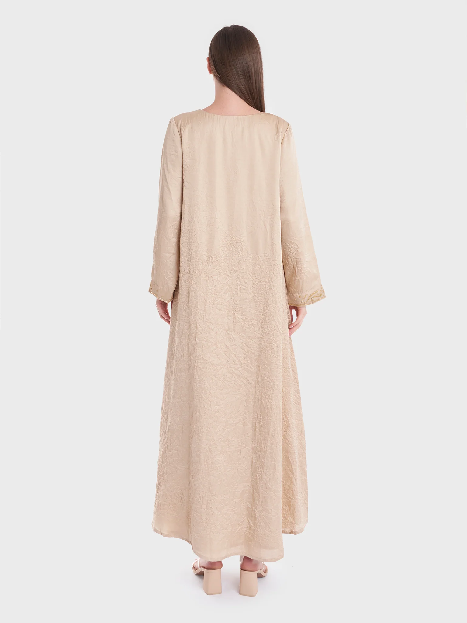 Solid Crushed Handwork Jalabiya (VW85) - Image 4