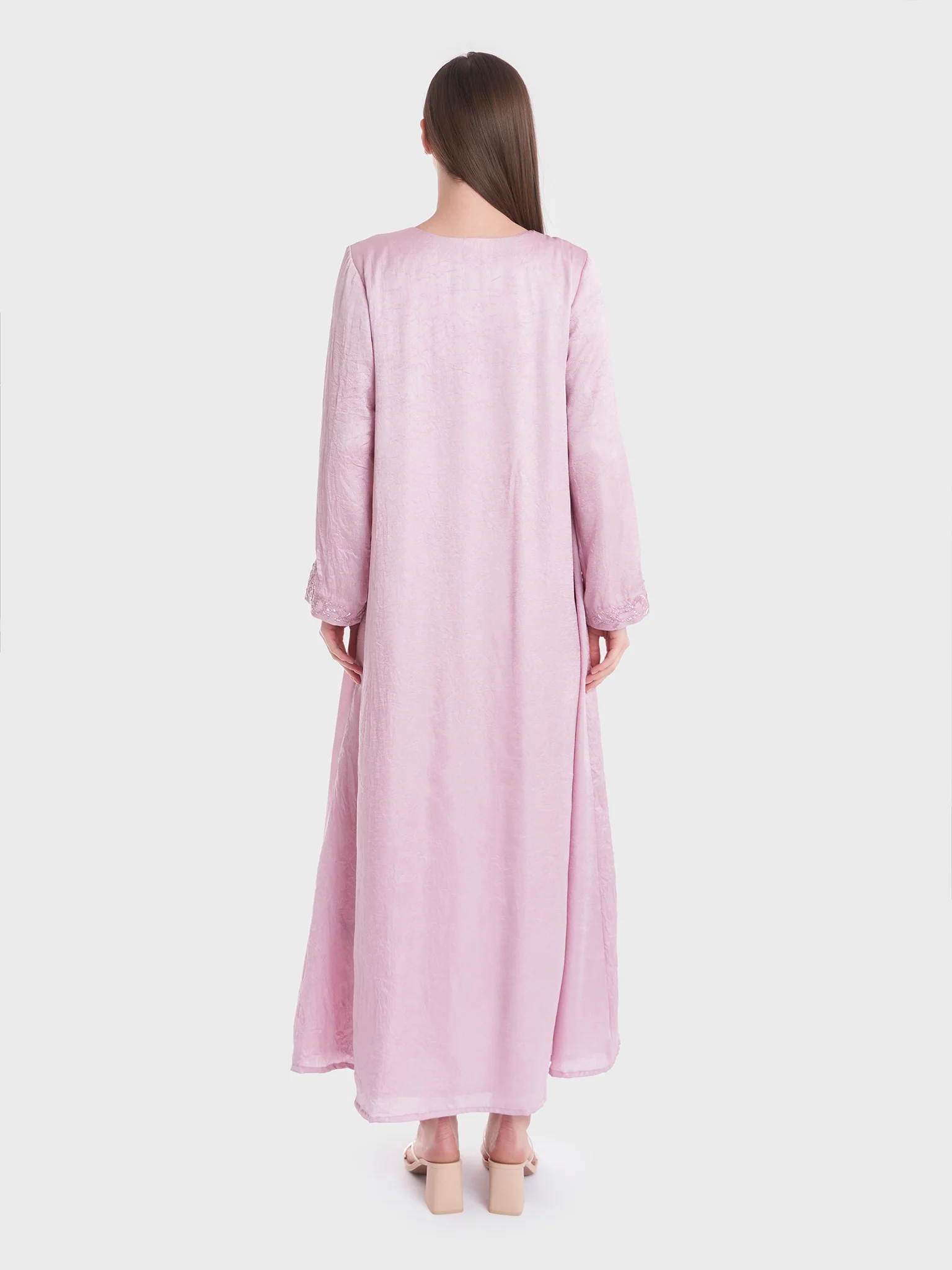 Dust Pink Embroidered Jalabiya (VM87) - Image 4