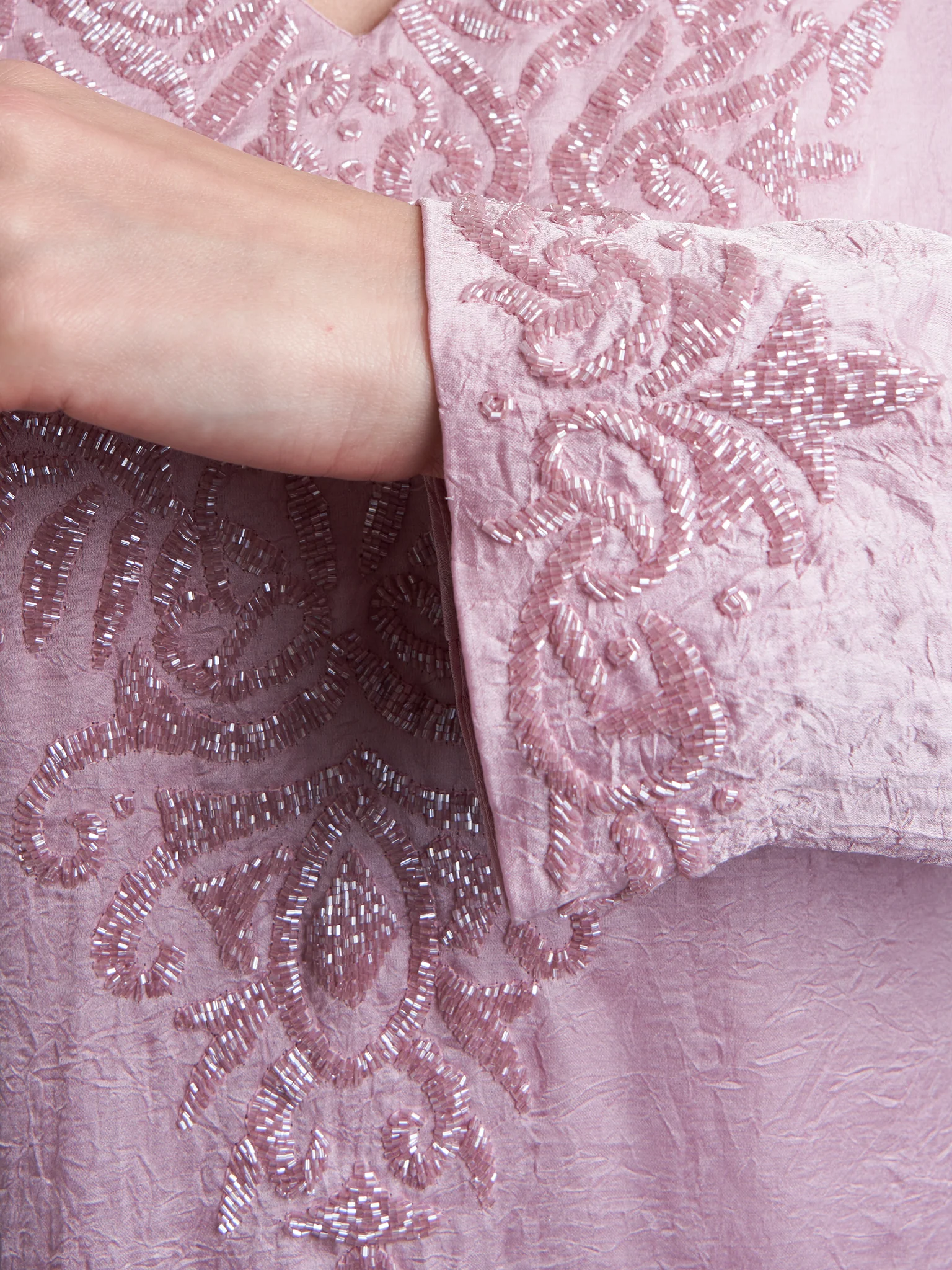 Dust Pink Embroidered Jalabiya (VM87) - Image 5