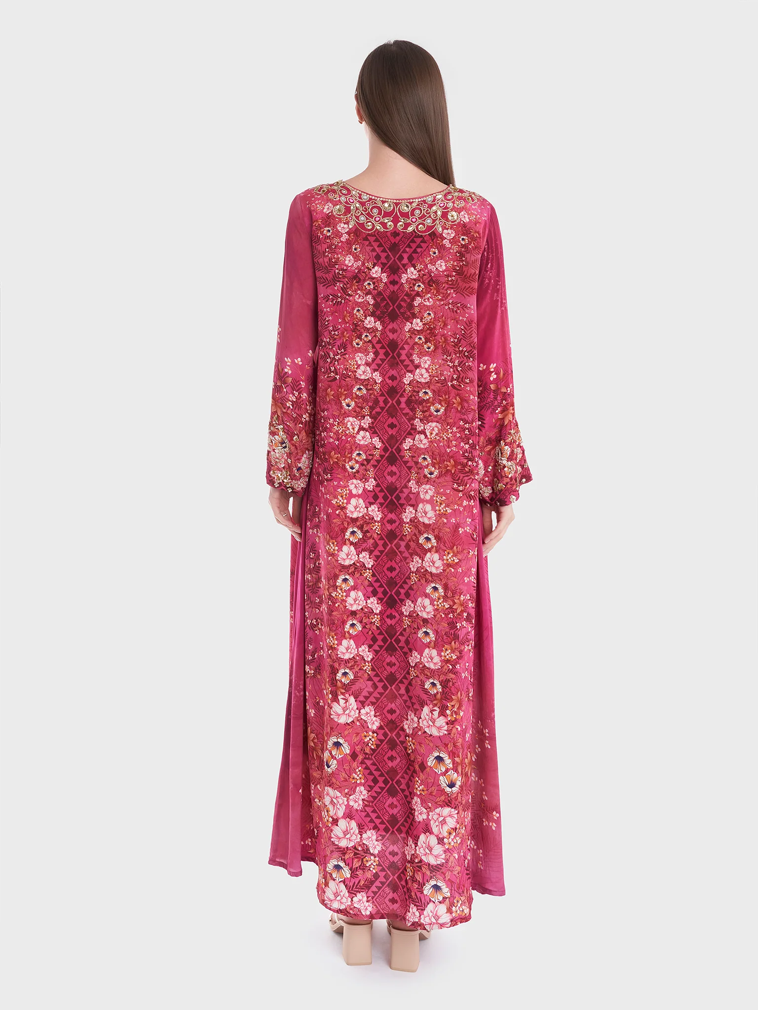 Floral Print Crepe Jalabiya (VDM746) - Image 4