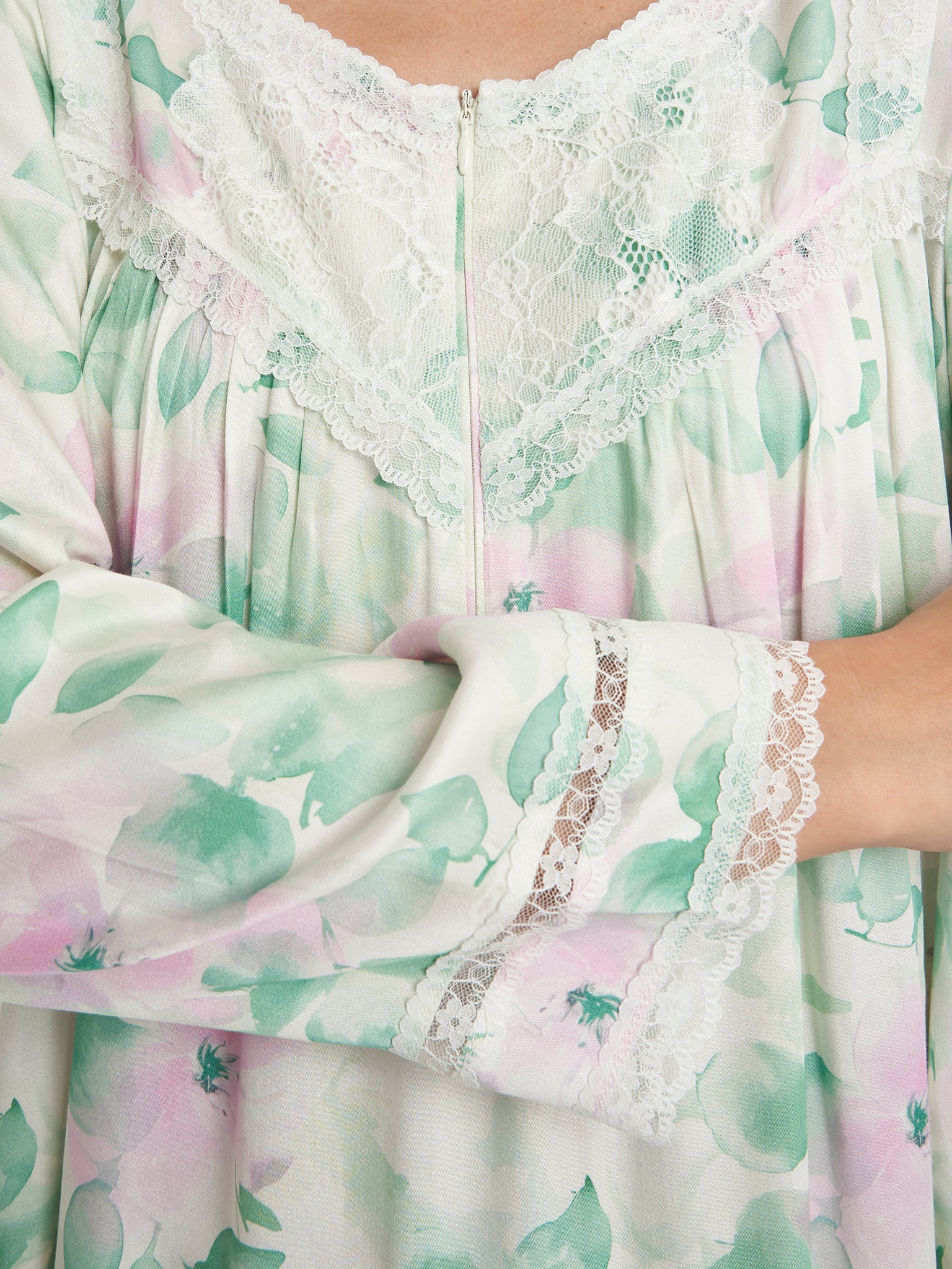 Printed Brook Green Viscose Long Nighty (CNH451) - Image 5