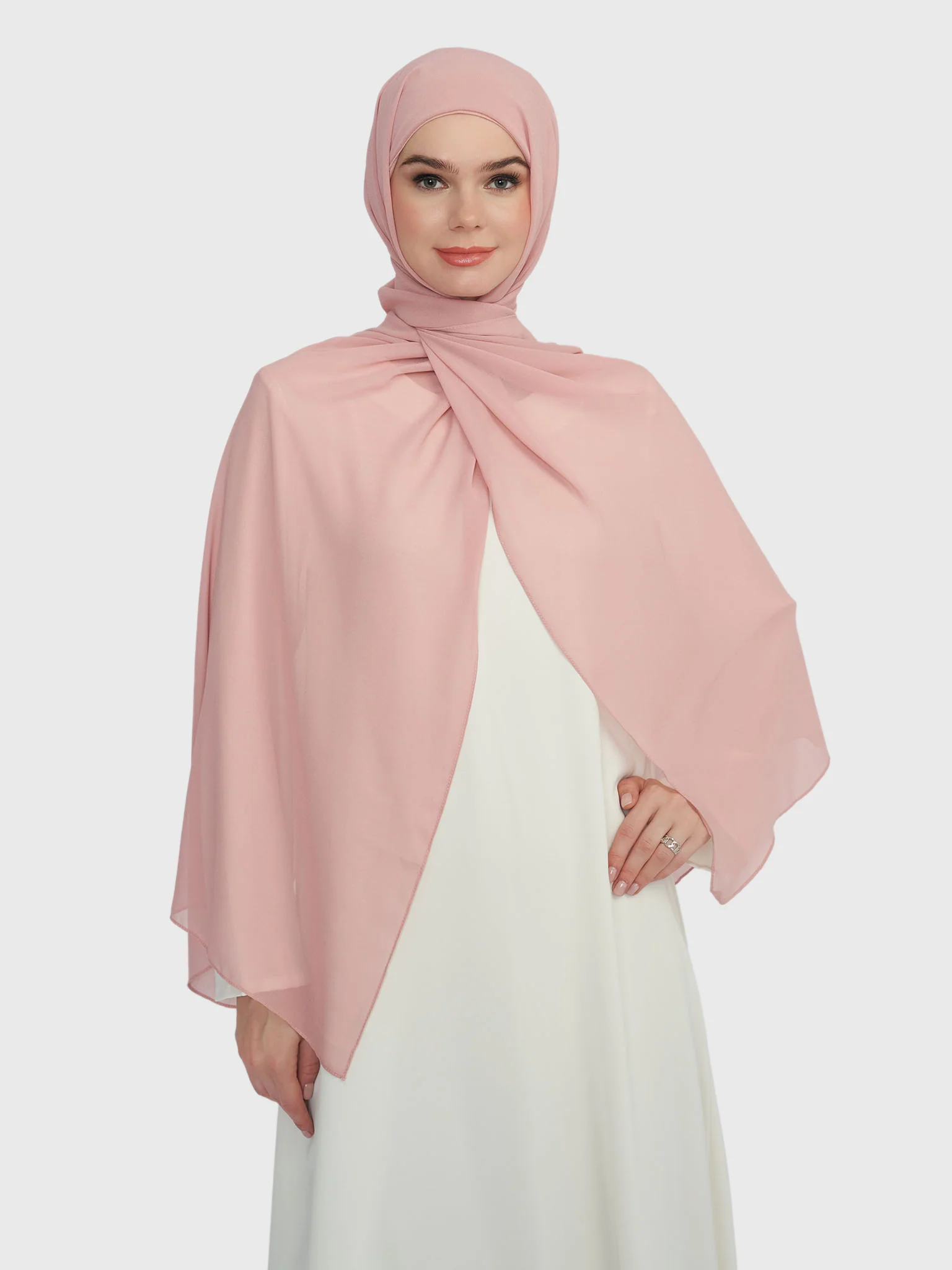 Chiffon Ready to Wear Hijab with Attached Tabular Turban (HYM105) - Image 10