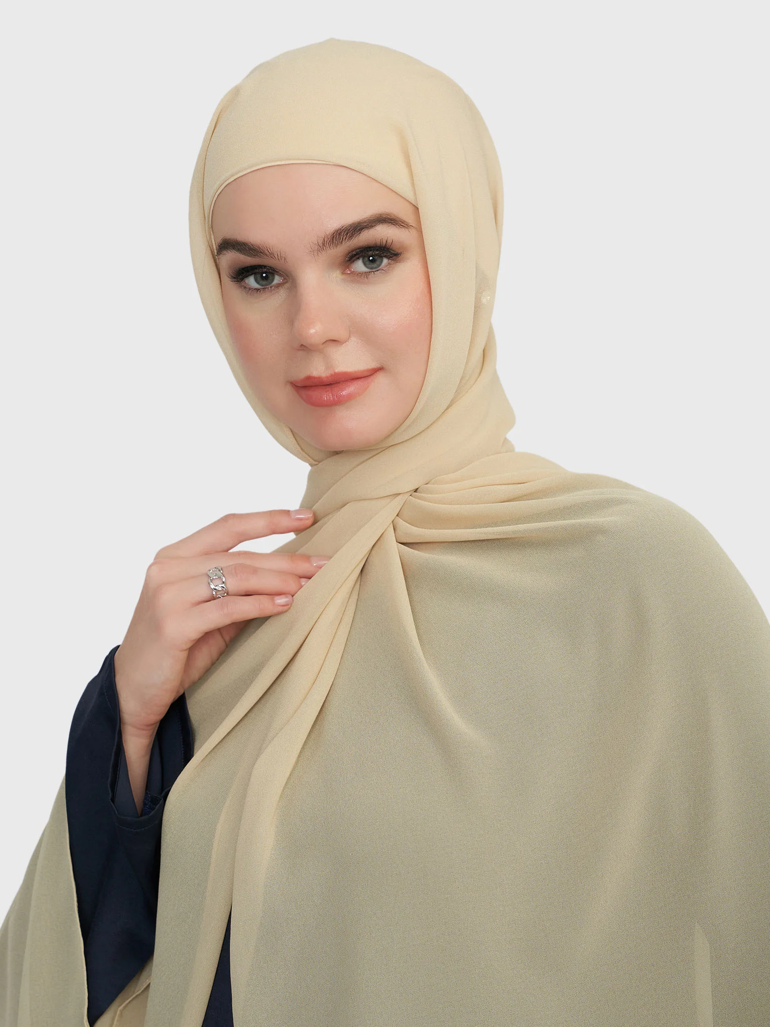 Chiffon Ready to Wear Hijab with Attached Tabular Turban (HYM105) - Image 32