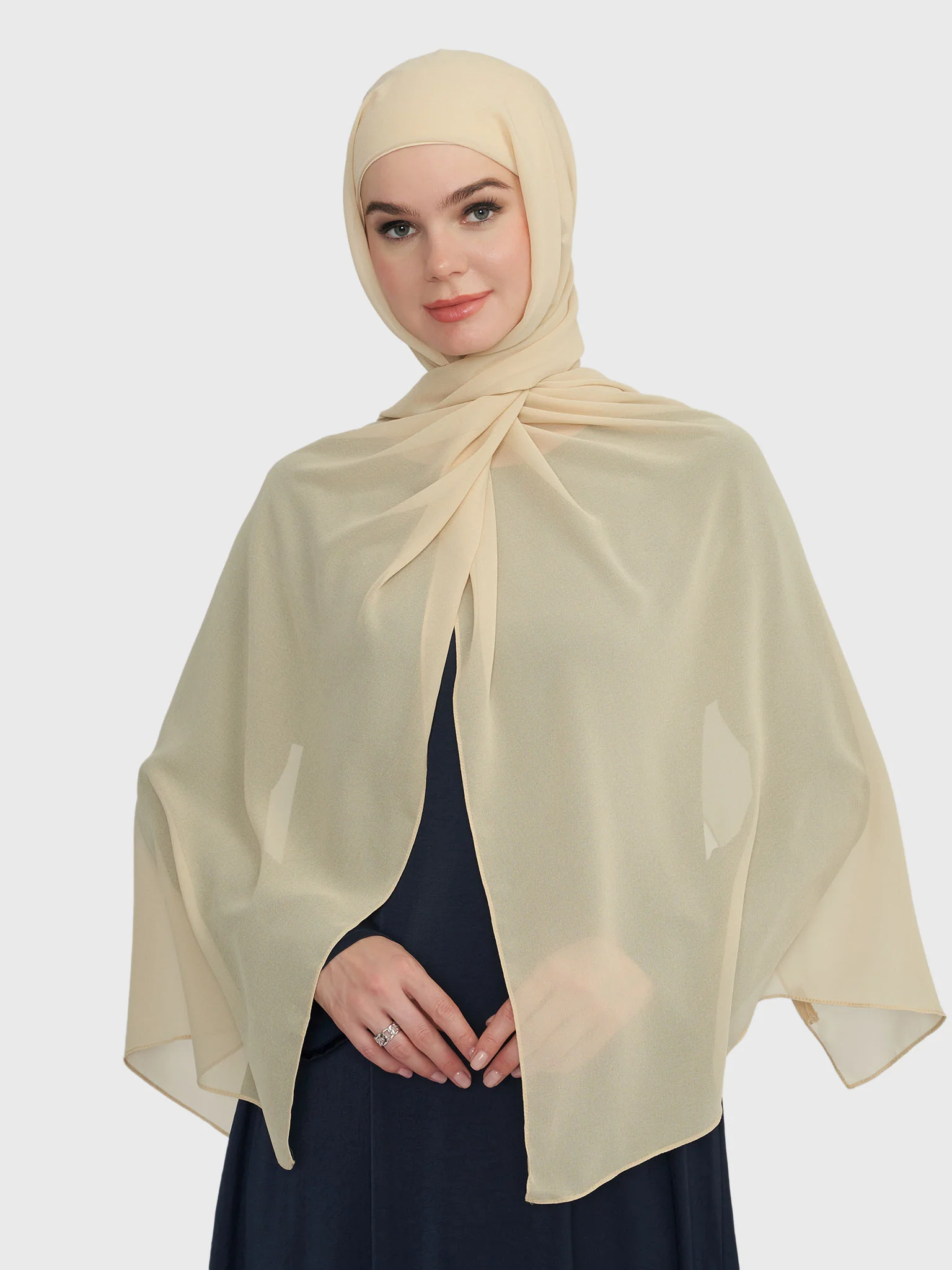 Chiffon Ready to Wear Hijab with Attached Tabular Turban (HYM105) - Image 33
