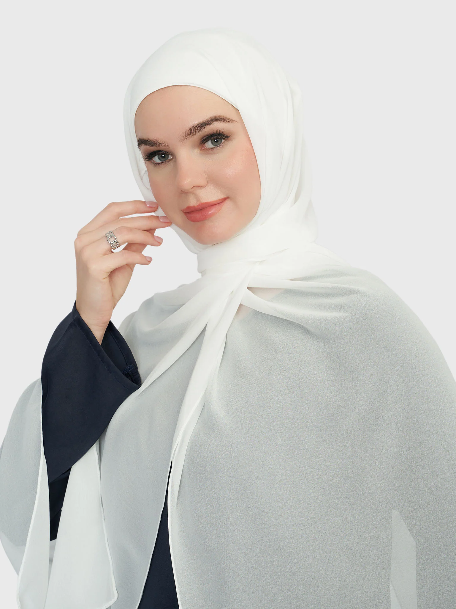 Chiffon Ready to Wear Hijab with Attached Tabular Turban (HYM105) - Image 5