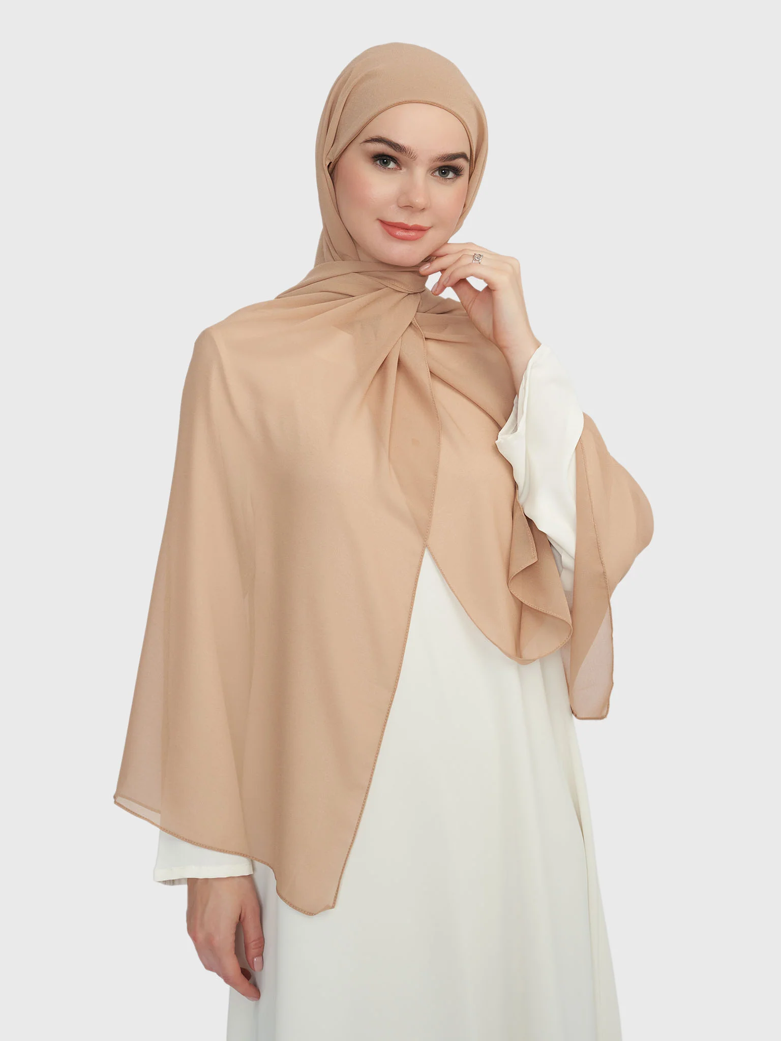 Chiffon Ready to Wear Hijab with Attached Tabular Turban (HYM105) - Image 51