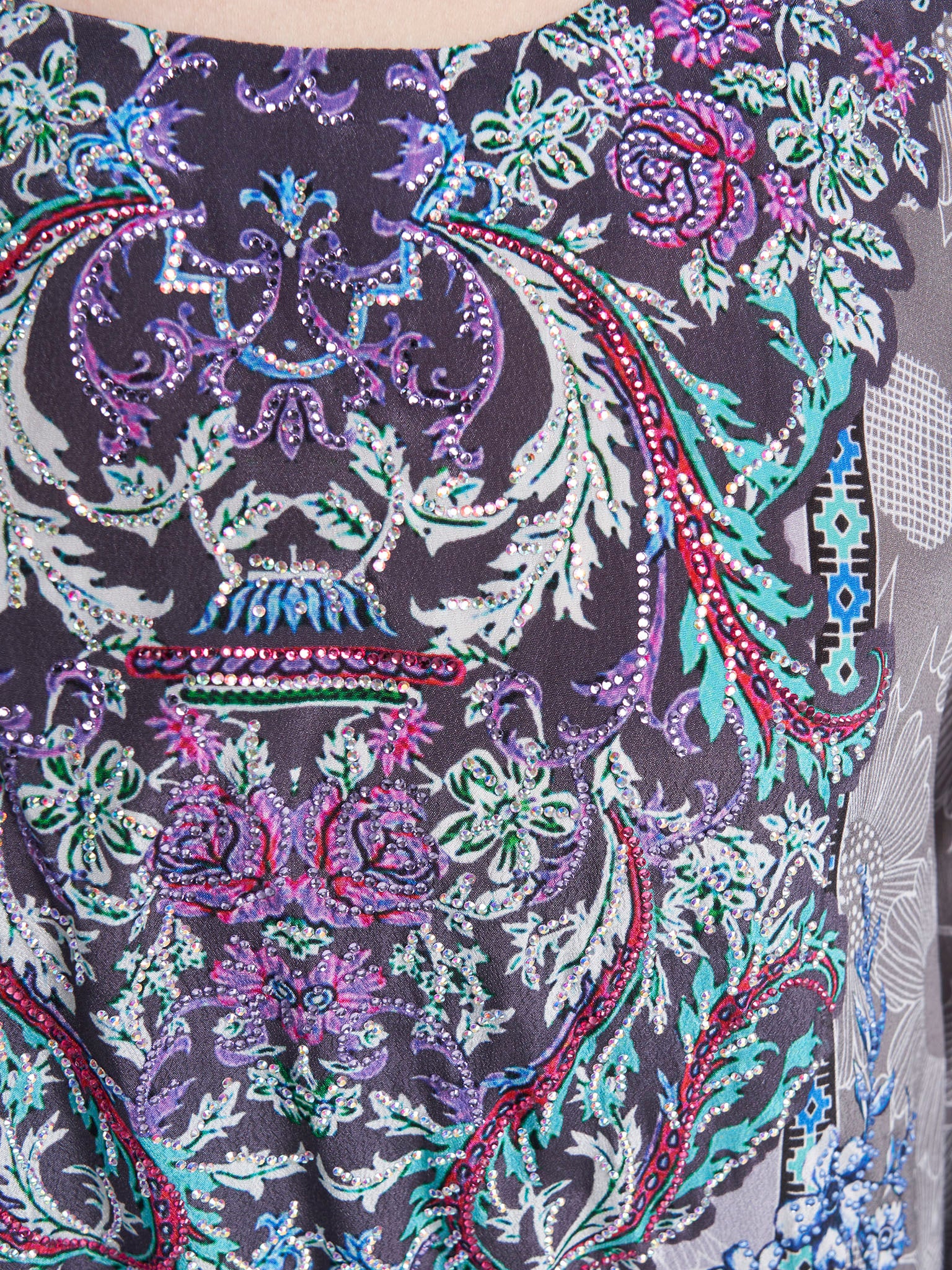 Grey Colour Stone Work Viscose Crepe Floral Printed Jalabiya (VDC133) - Image 5