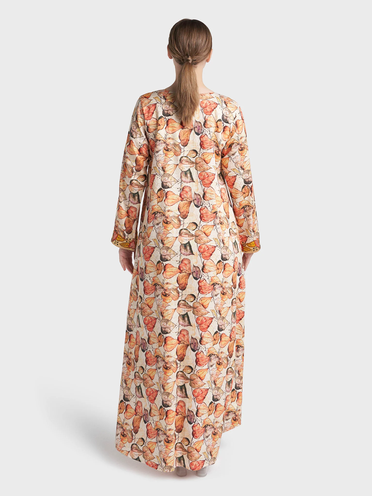 Multi Colour Stone Work Cotton Satin Leaf Printed Jalabiya (VG3282) - Image 4