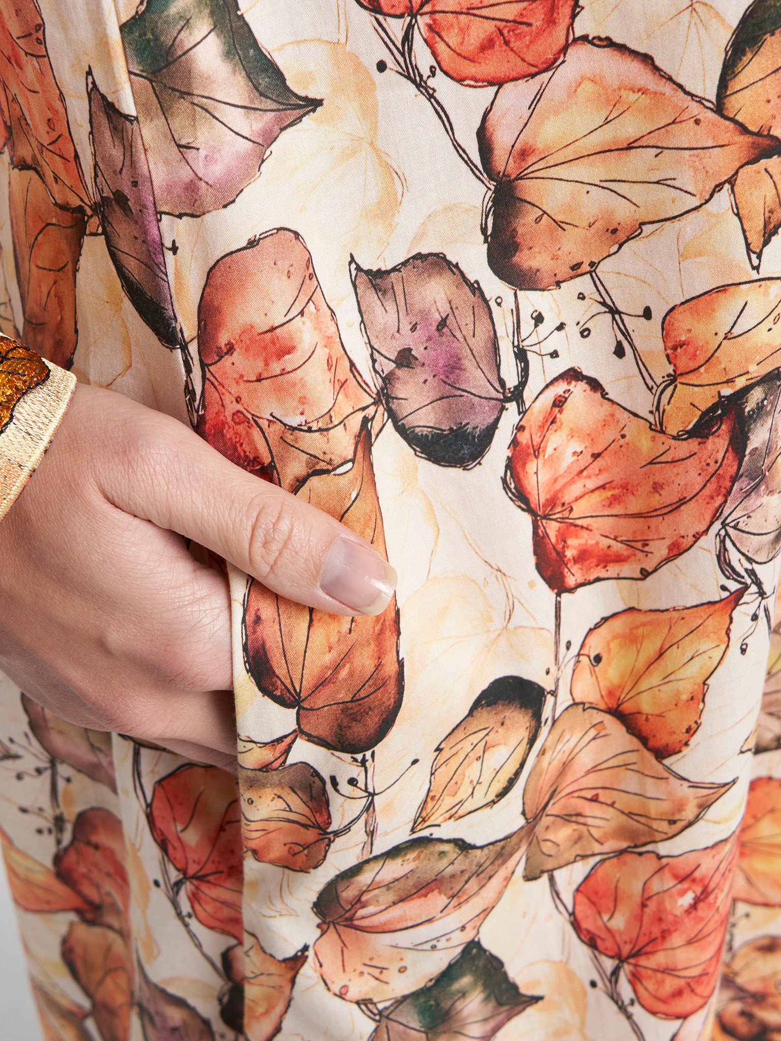 Multi Colour Stone Work Cotton Satin Leaf Printed Jalabiya (VG3282) - Image 6