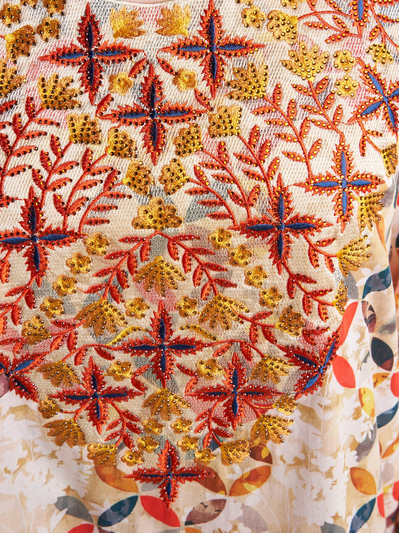 Multi Colour Stone Work Cotton Satin Geometric Printed Jalabiya (VG3284) - Image 5