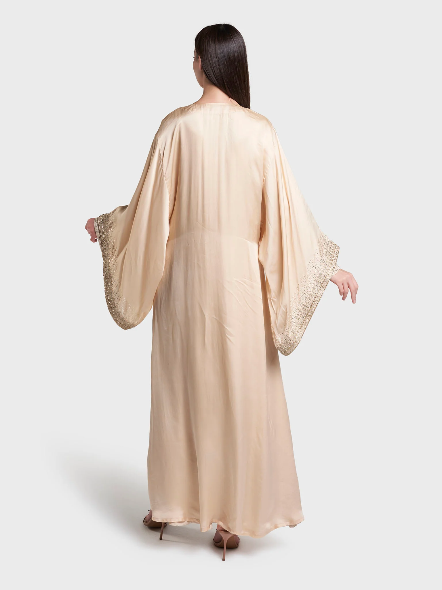 Beige Colour  Solid Polyester Stone Work Jalabiya (VG3241) - Image 5