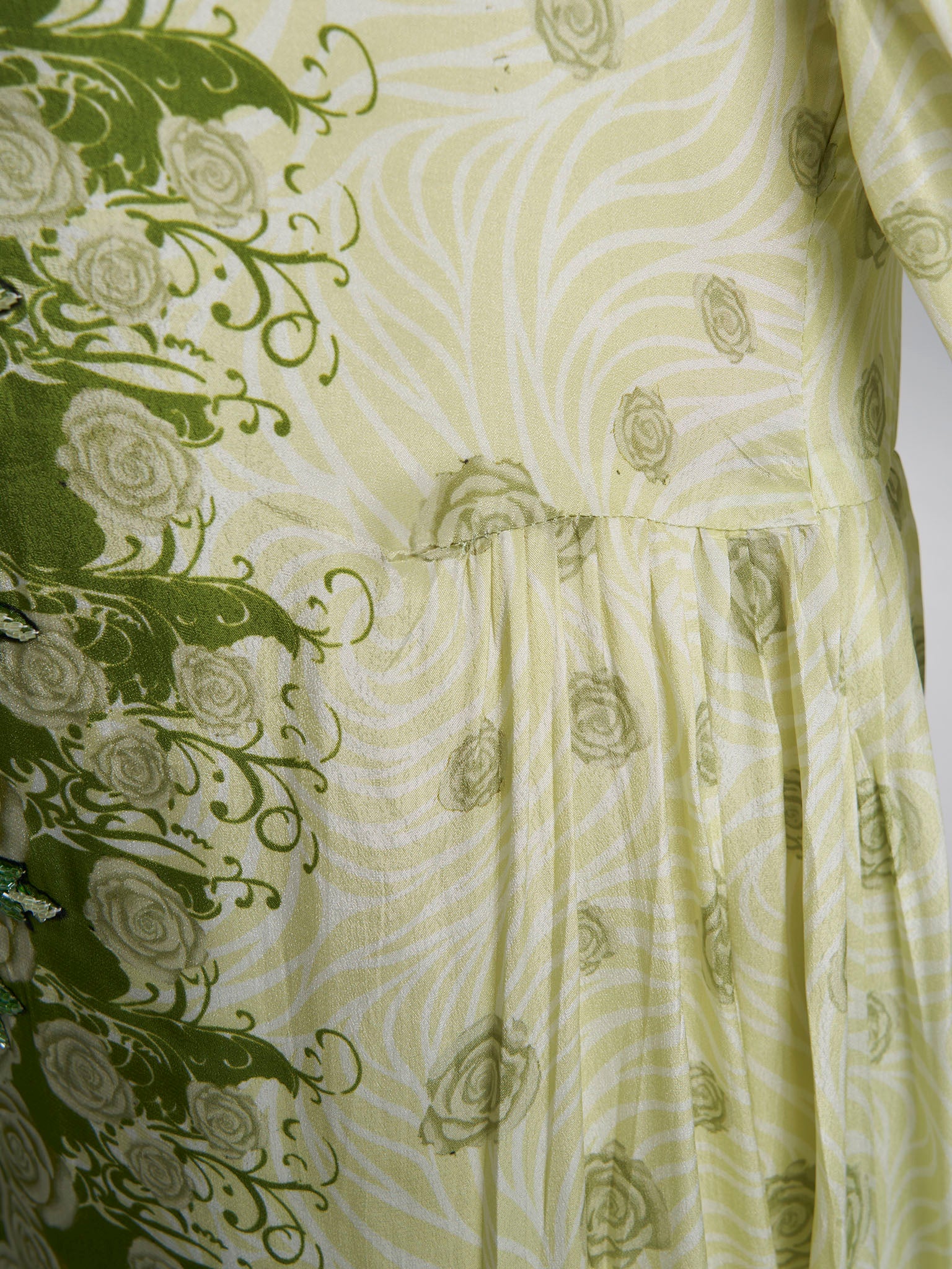 Lime Green Colour Hand Work Viscose Crepe Floral Printed Jalabiya (VDC102) - Image 6