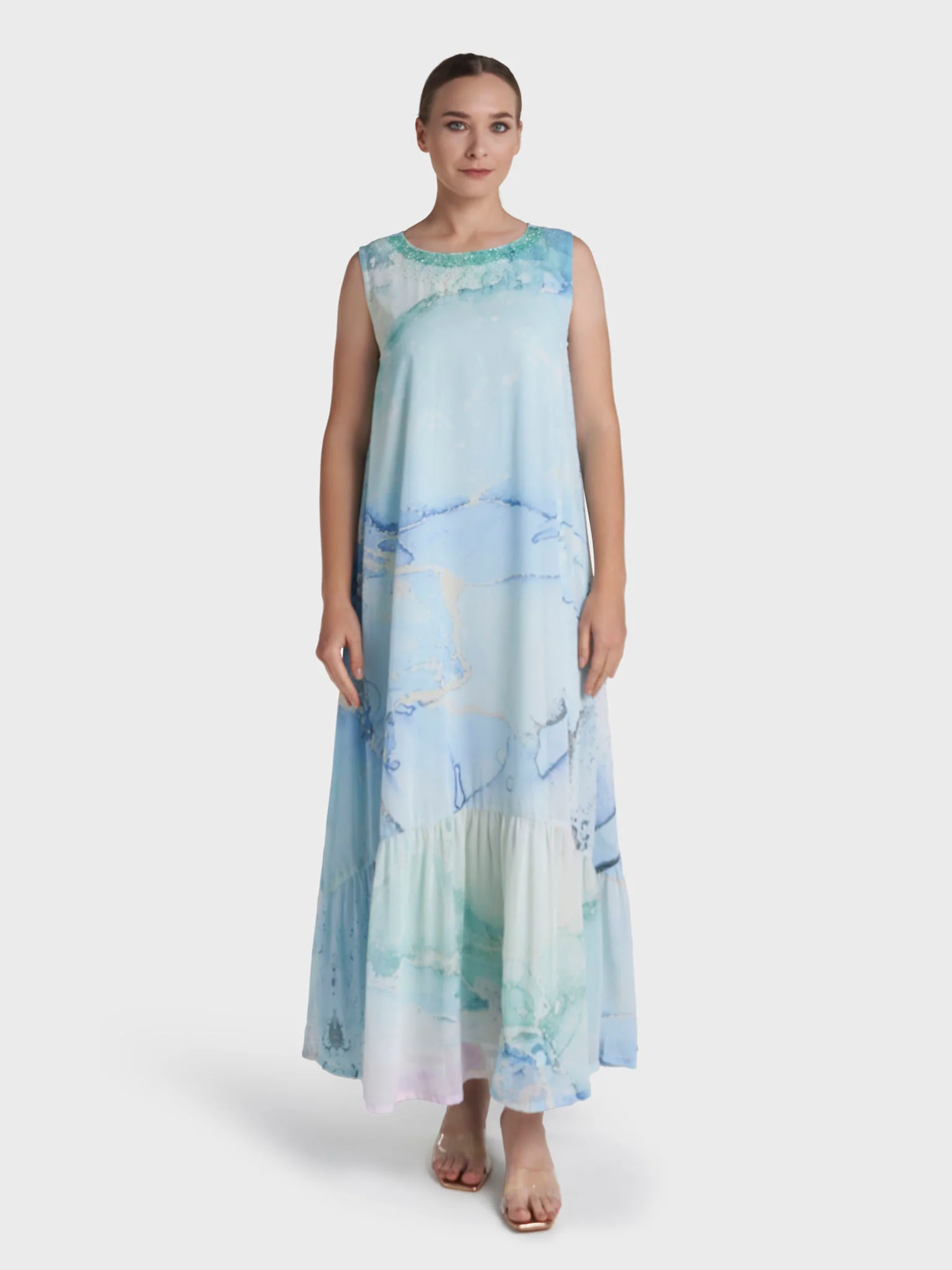 Multi Colour Hand Work Georgette Floral Printed Dress (VDX26) - Image 3