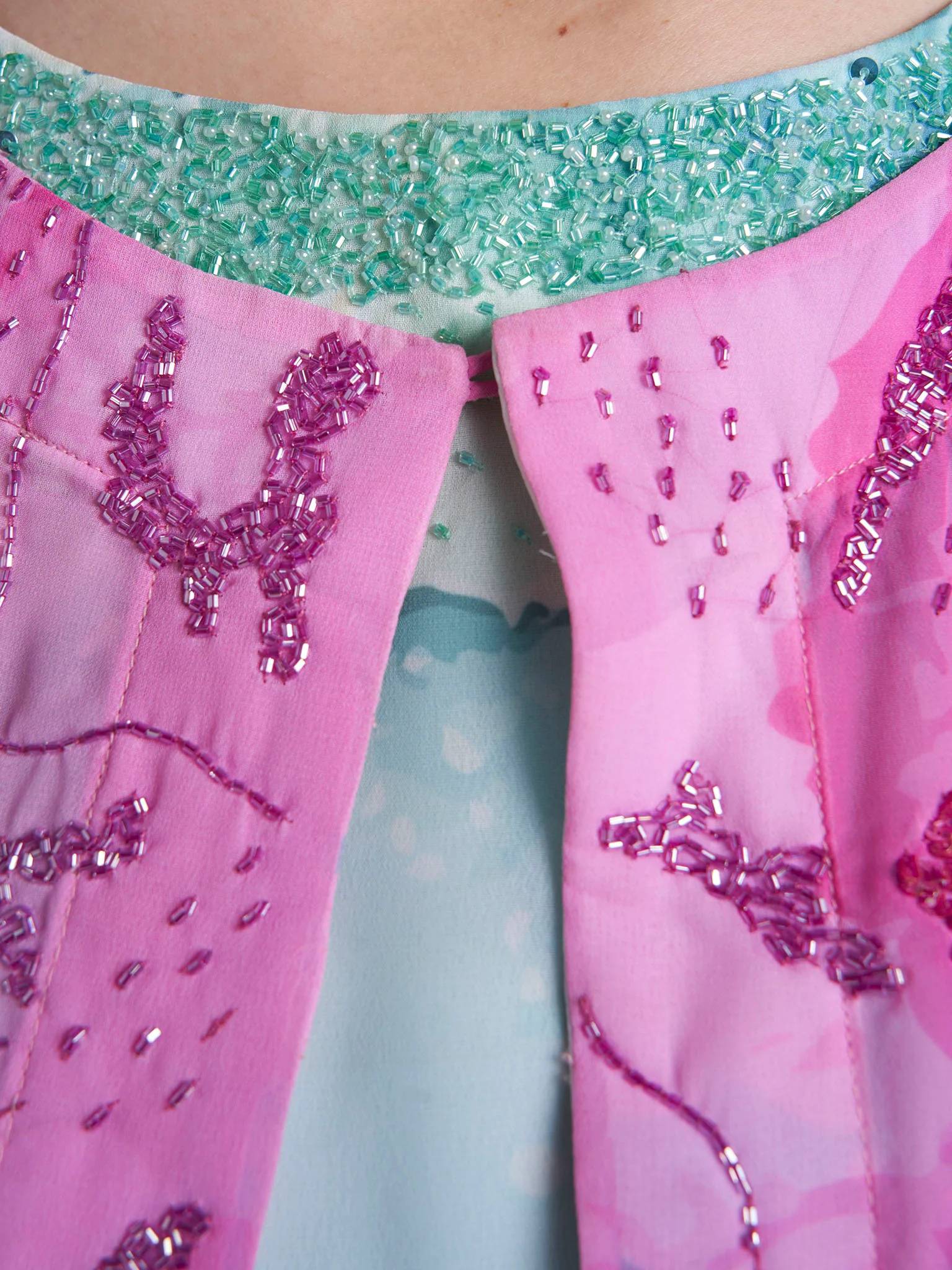 Multi Colour Hand Work Georgette Floral Printed Dress (VDX26) - Image 6