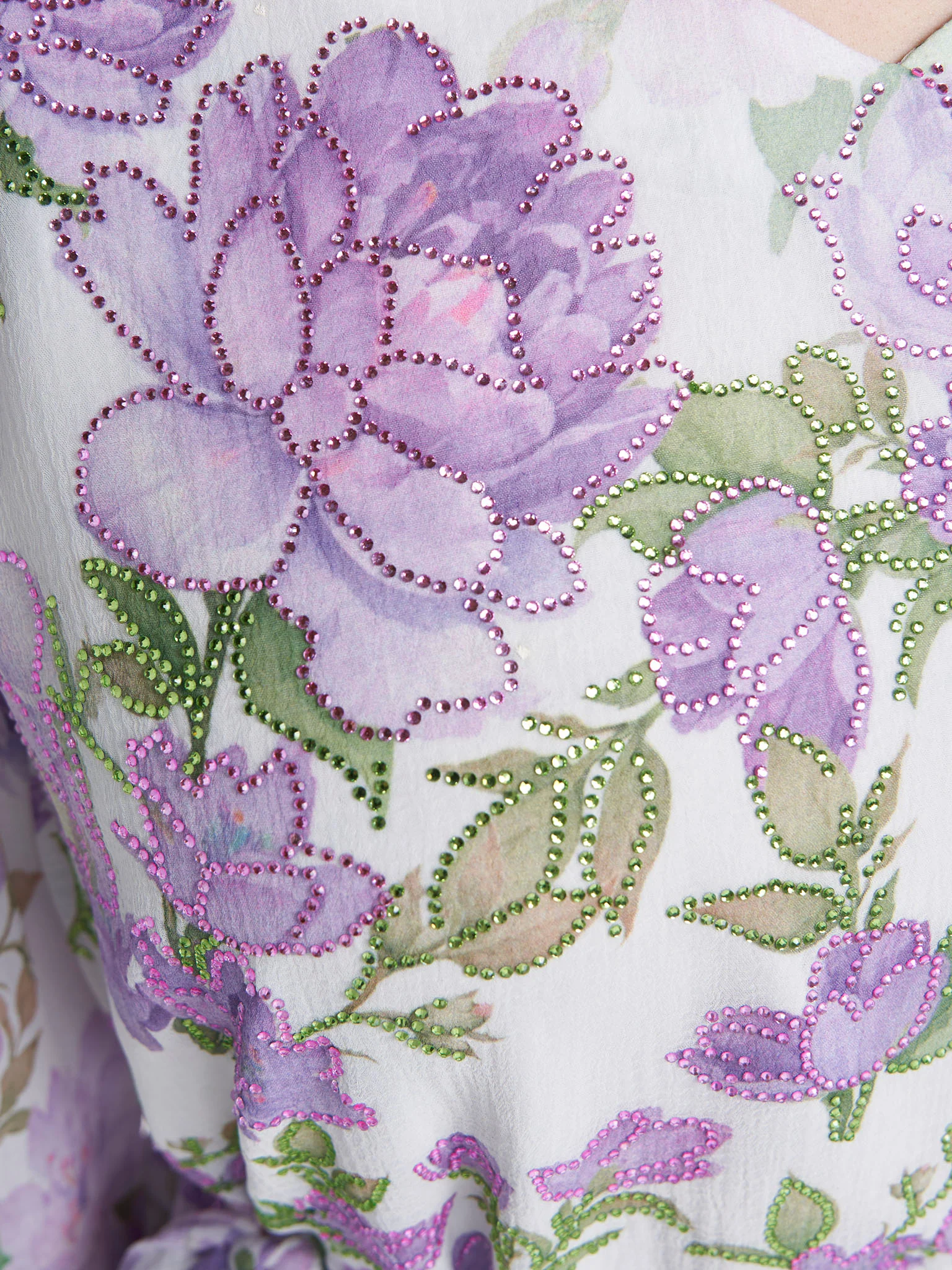 Purple Colour Stone Work Chiffon Floral Printed Dress (VW530) - Image 5