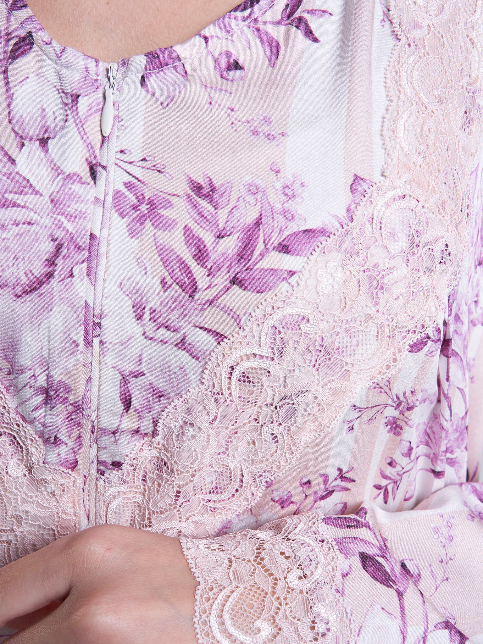 Wine Floral Print Viscose Long Nightwear Dress (CNH468) - Image 5