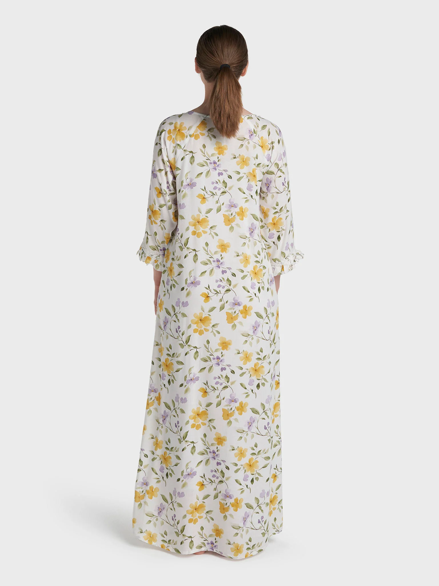 Lilac Rayon Floral Printed Long Nightwear Dress (REM2861A) - Image 4