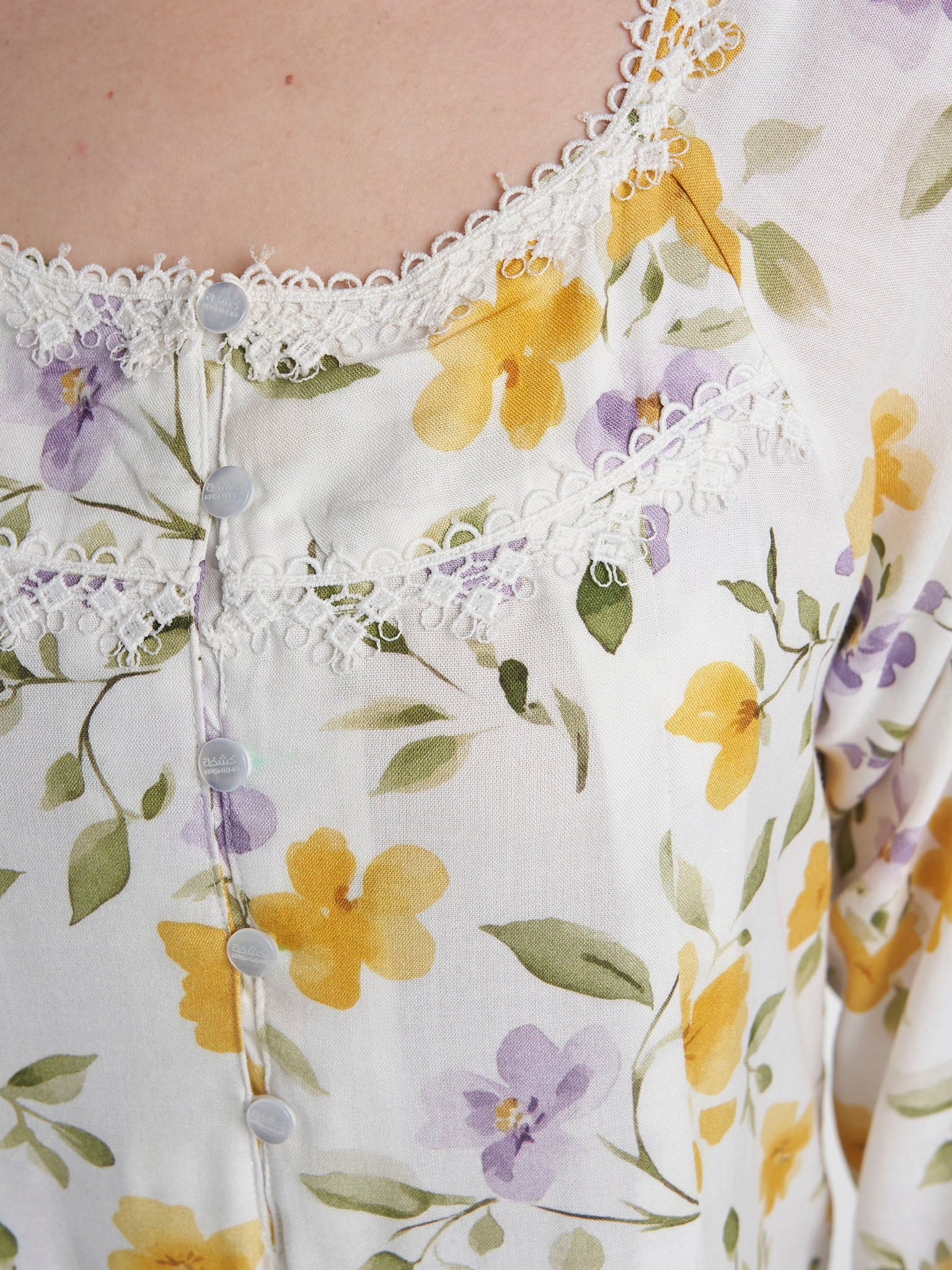 Lilac Rayon Floral Printed Long Nightwear Dress (REM2861A) - Image 5