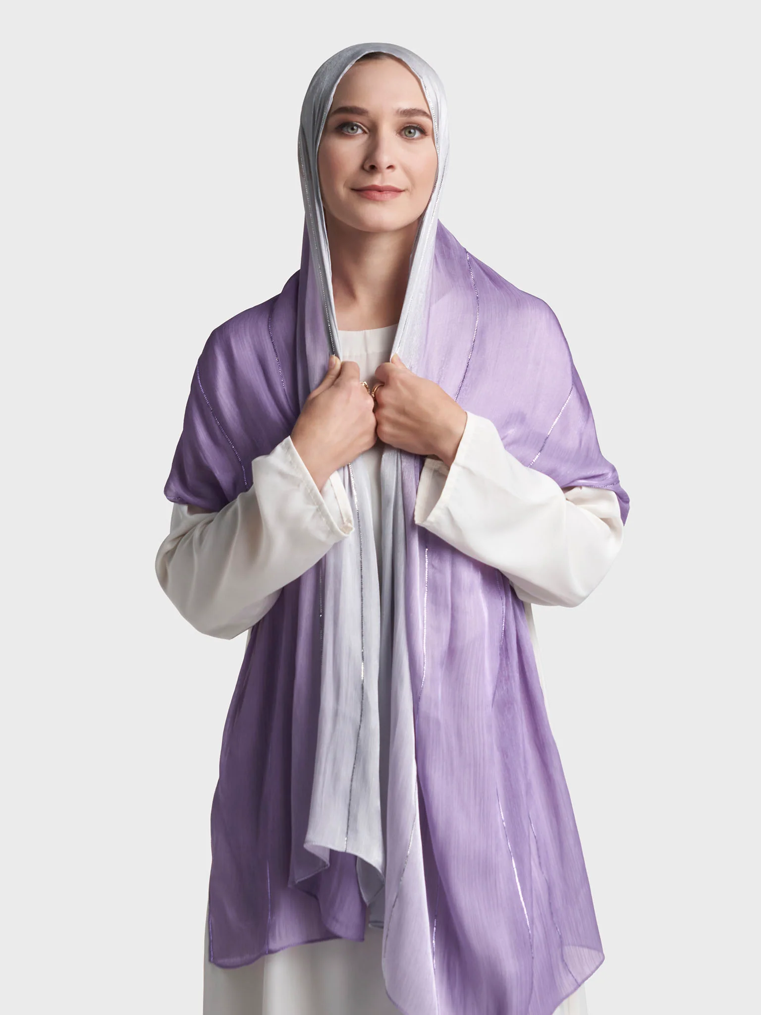 Stone Work Shimmer Chiffon Ombre Solid Hijab (KGR6711A) - Image 27