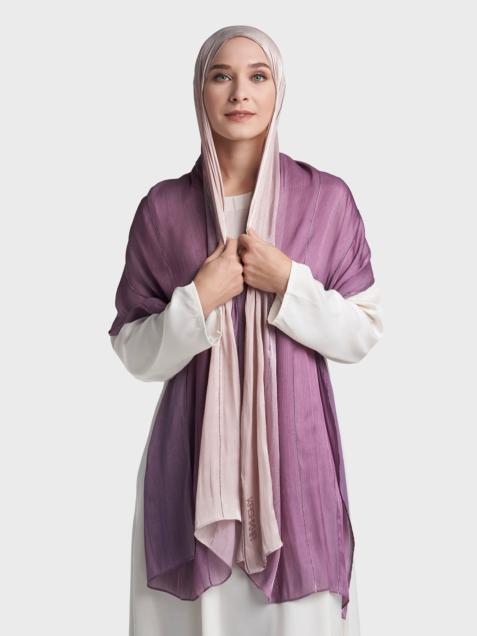 Stone Work Shimmer Chiffon Ombre Solid Hijab (KGR6711A) - Image 31
