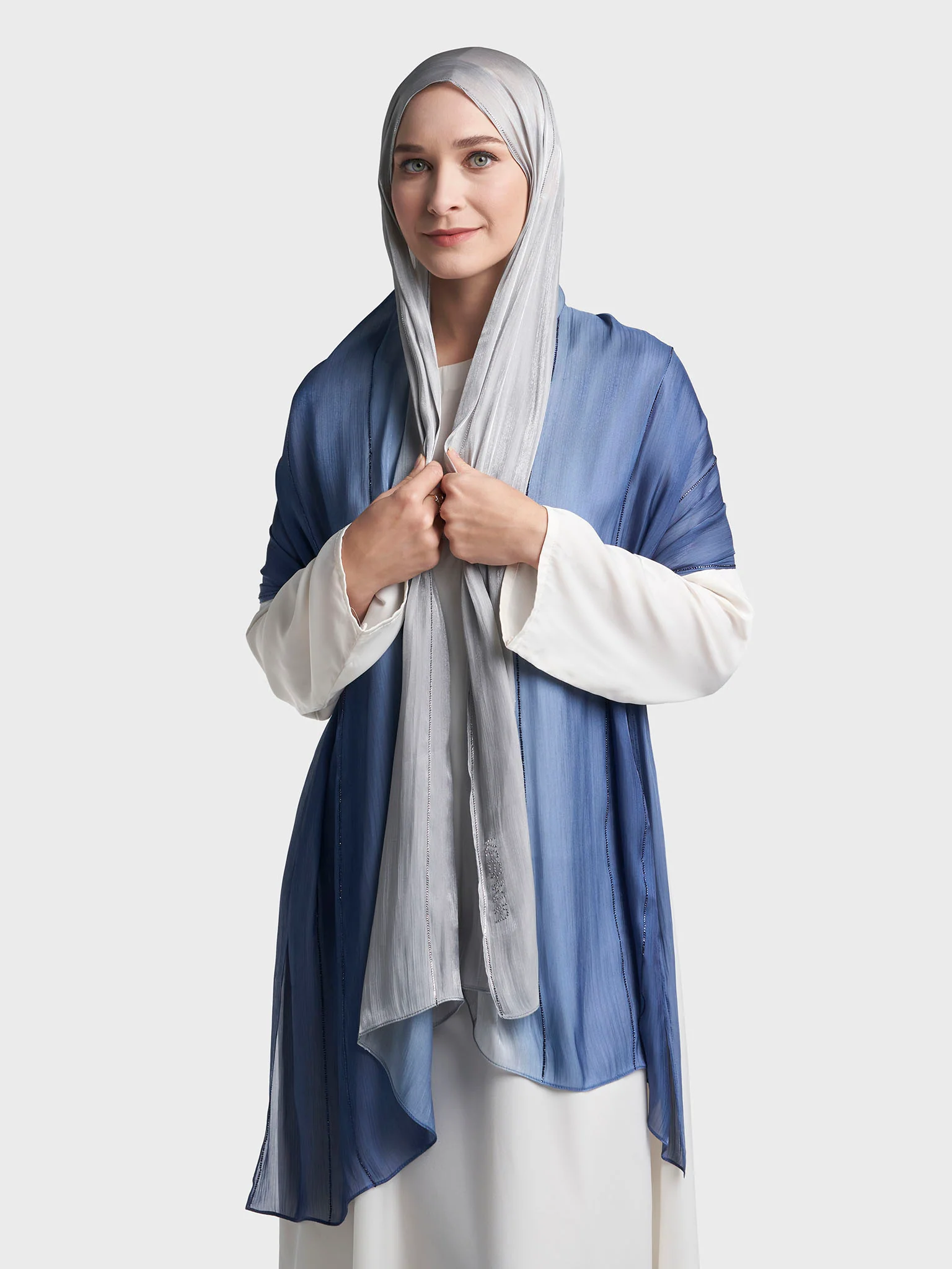 Stone Work Shimmer Chiffon Ombre Solid Hijab (KGR6711A) - Image 33