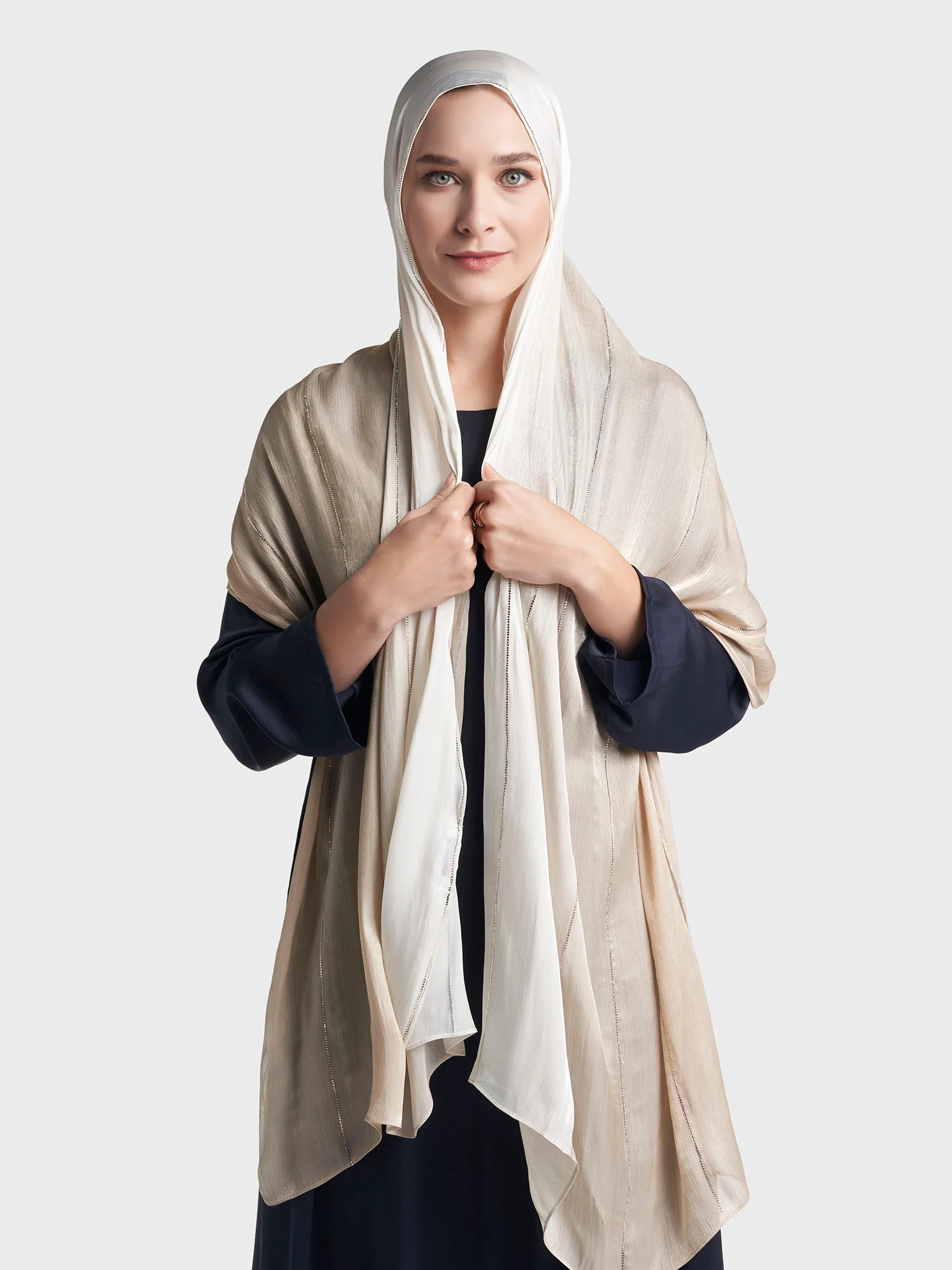 Stone Work Shimmer Chiffon Ombre Solid Hijab (KGR6711A) - Image 35