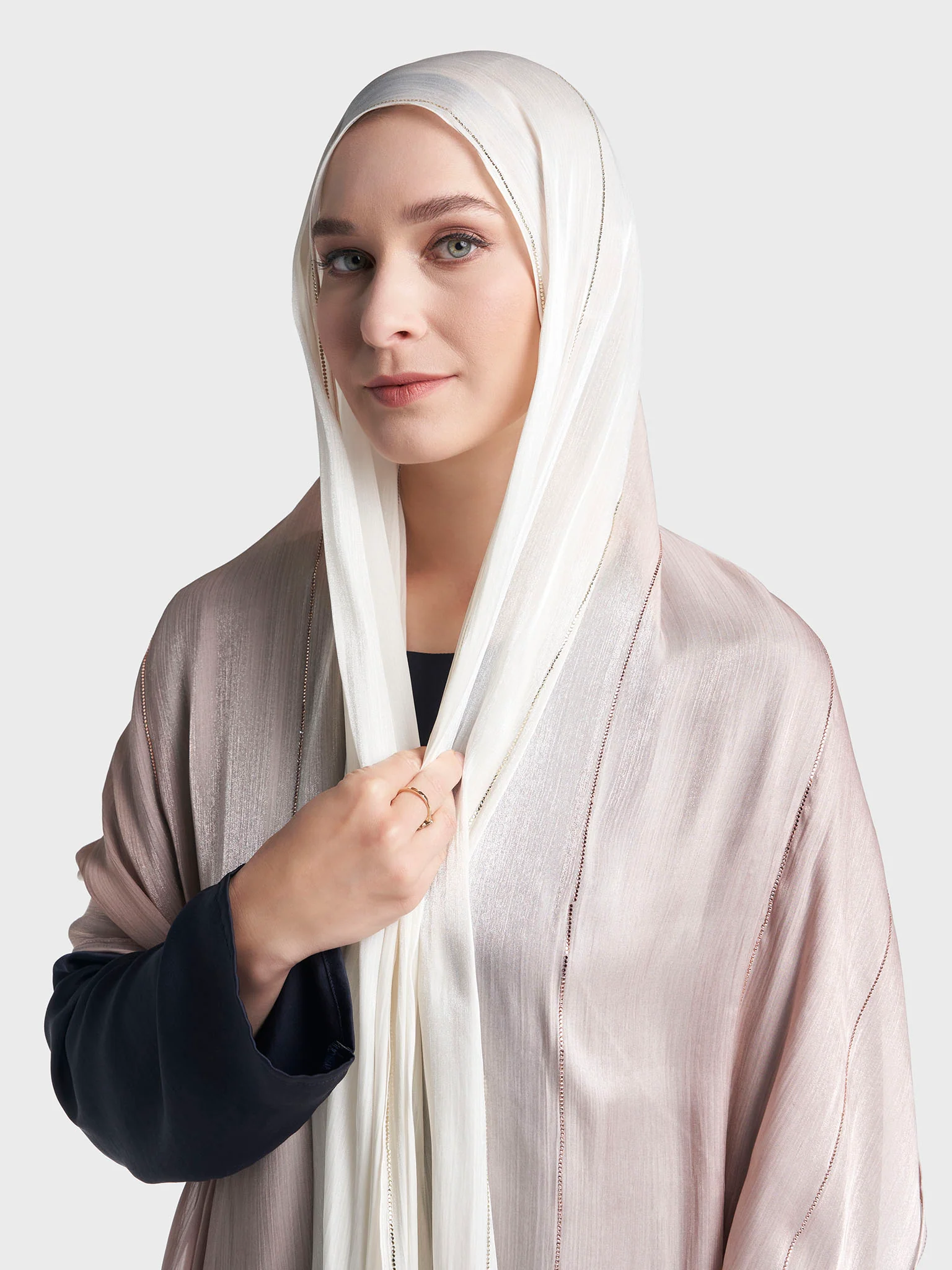 Stone Work Shimmer Chiffon Ombre Solid Hijab (KGR6711A) - Image 38