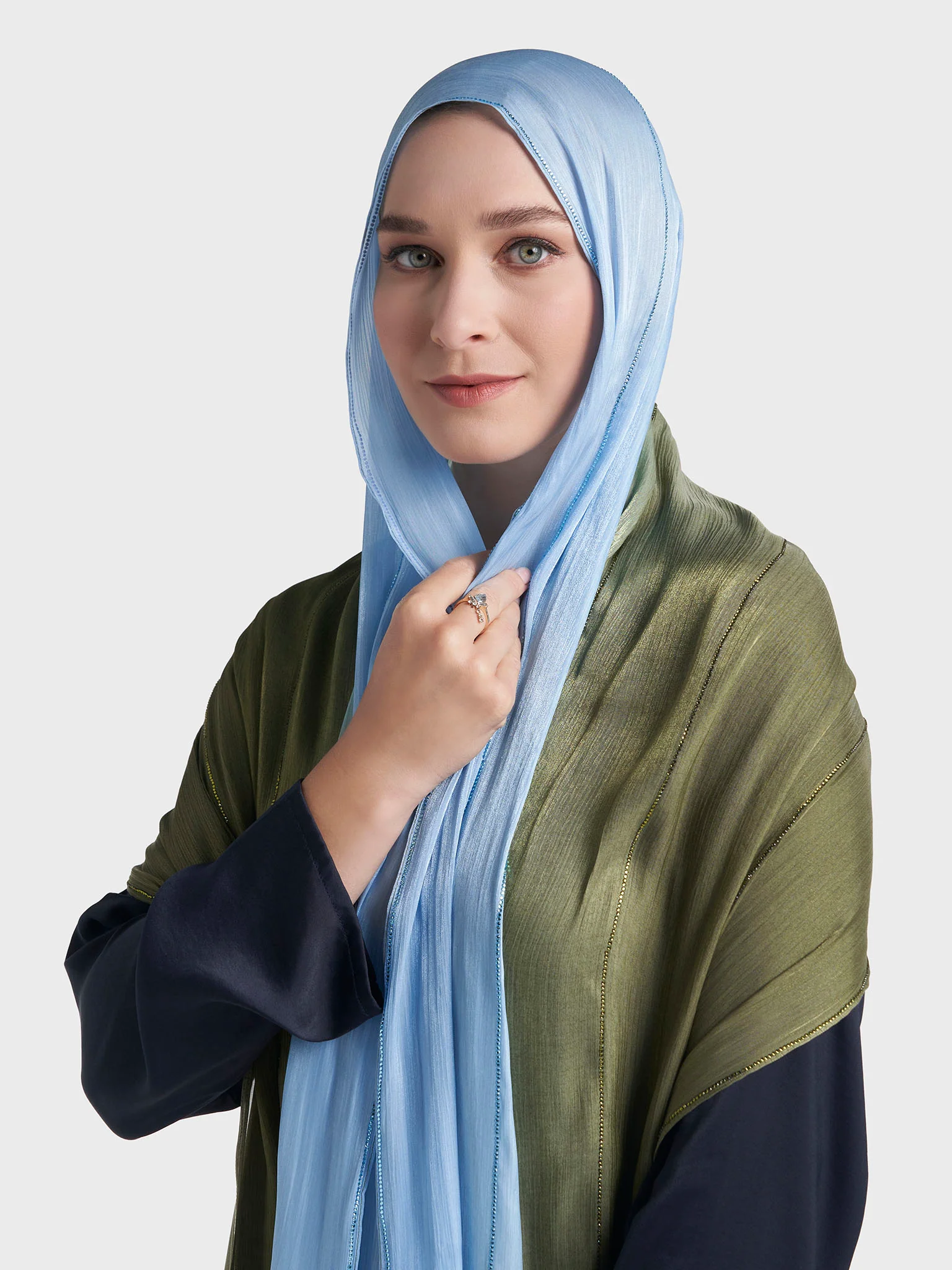 Stone Work Shimmer Chiffon Ombre Solid Hijab (KGR6711A) - Image 39