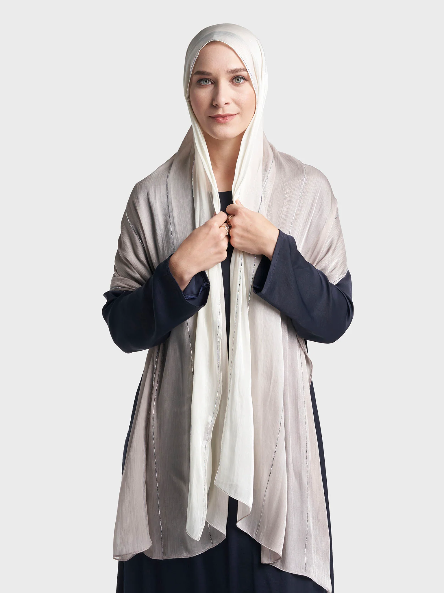 Stone Work Shimmer Chiffon Ombre Solid Hijab (KGR6711A) - Image 43