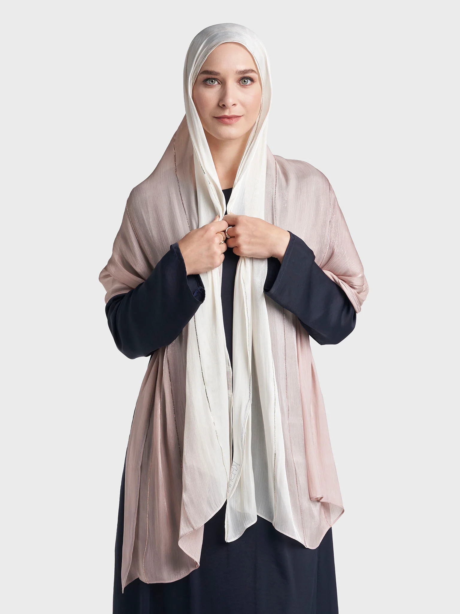 Stone Work Shimmer Chiffon Ombre Solid Hijab (KGR6711A) - Image 45