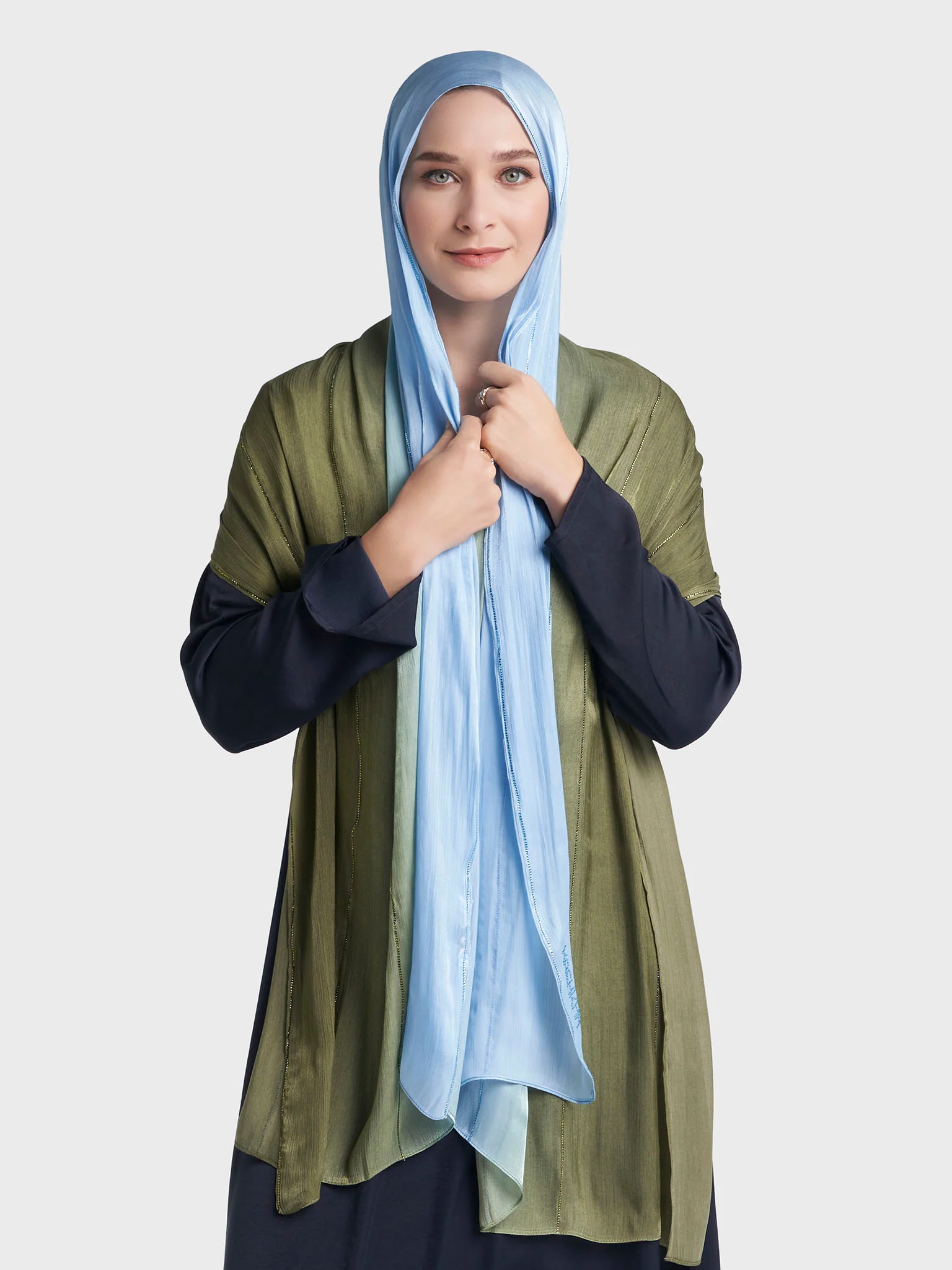 Stone Work Shimmer Chiffon Ombre Solid Hijab (KGR6711A) - Image 47