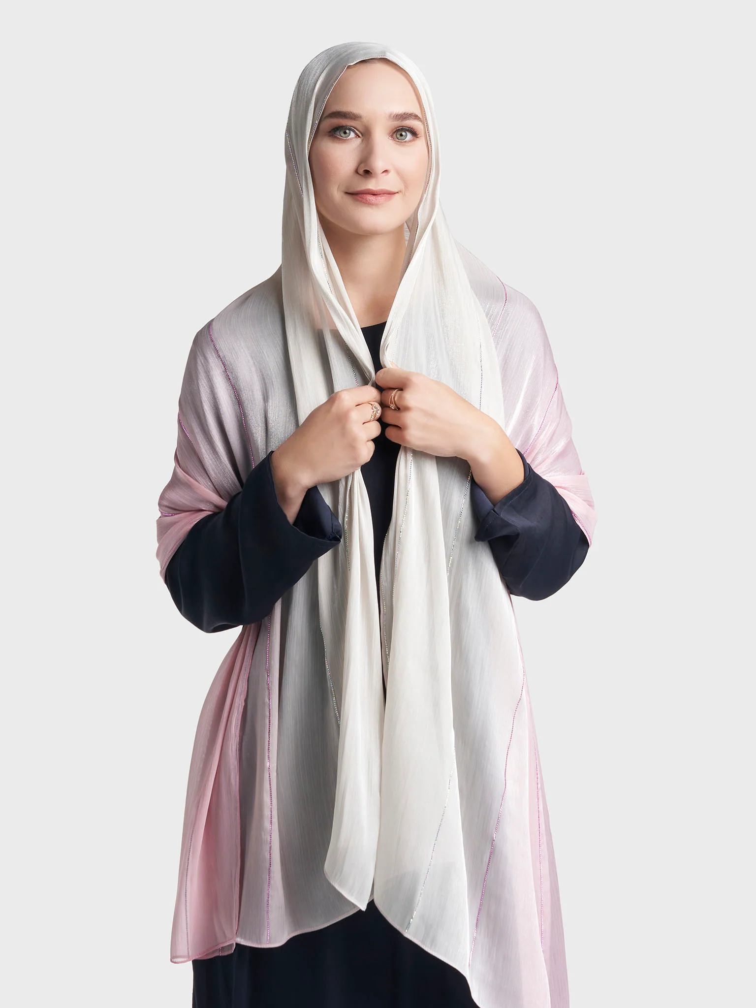 Stone Work Shimmer Chiffon Ombre Solid Hijab (KGR6711A) - Image 51