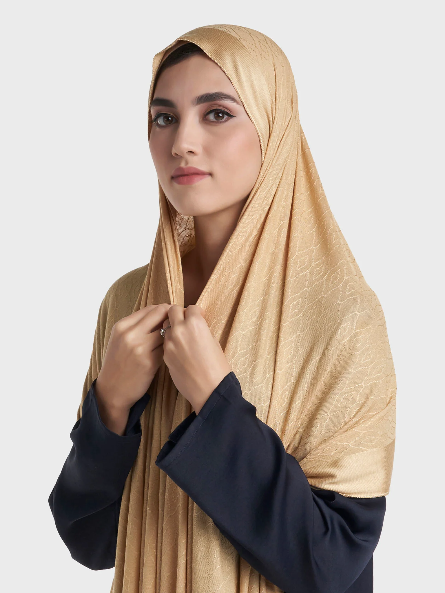 Moroccan Tile Jacquard Self Print Jersey Hijab (SRKP21800) - Image 3