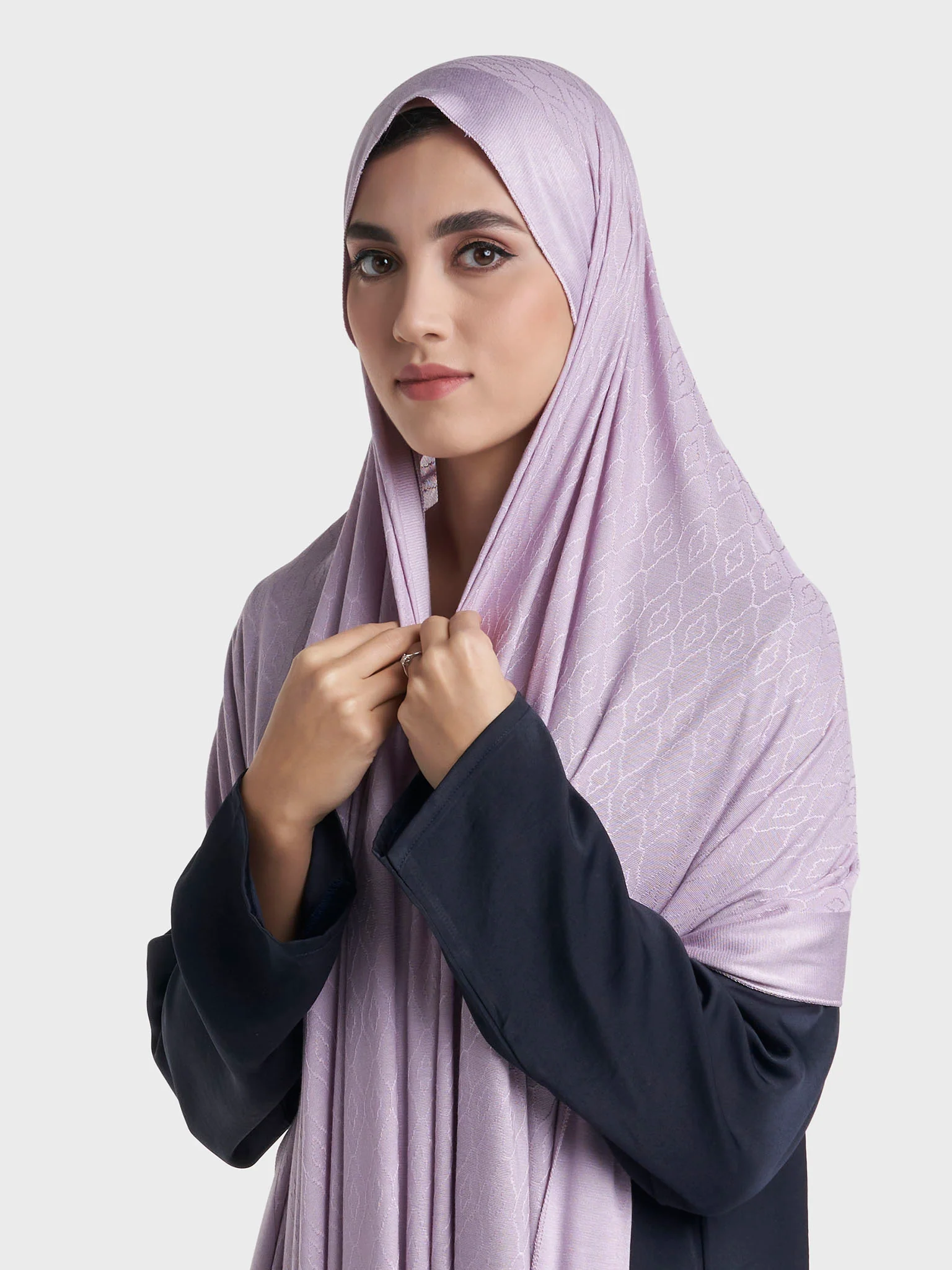 Floral Jacquard Self Print Jersey Hijab (SRKP22127L) - Image 3
