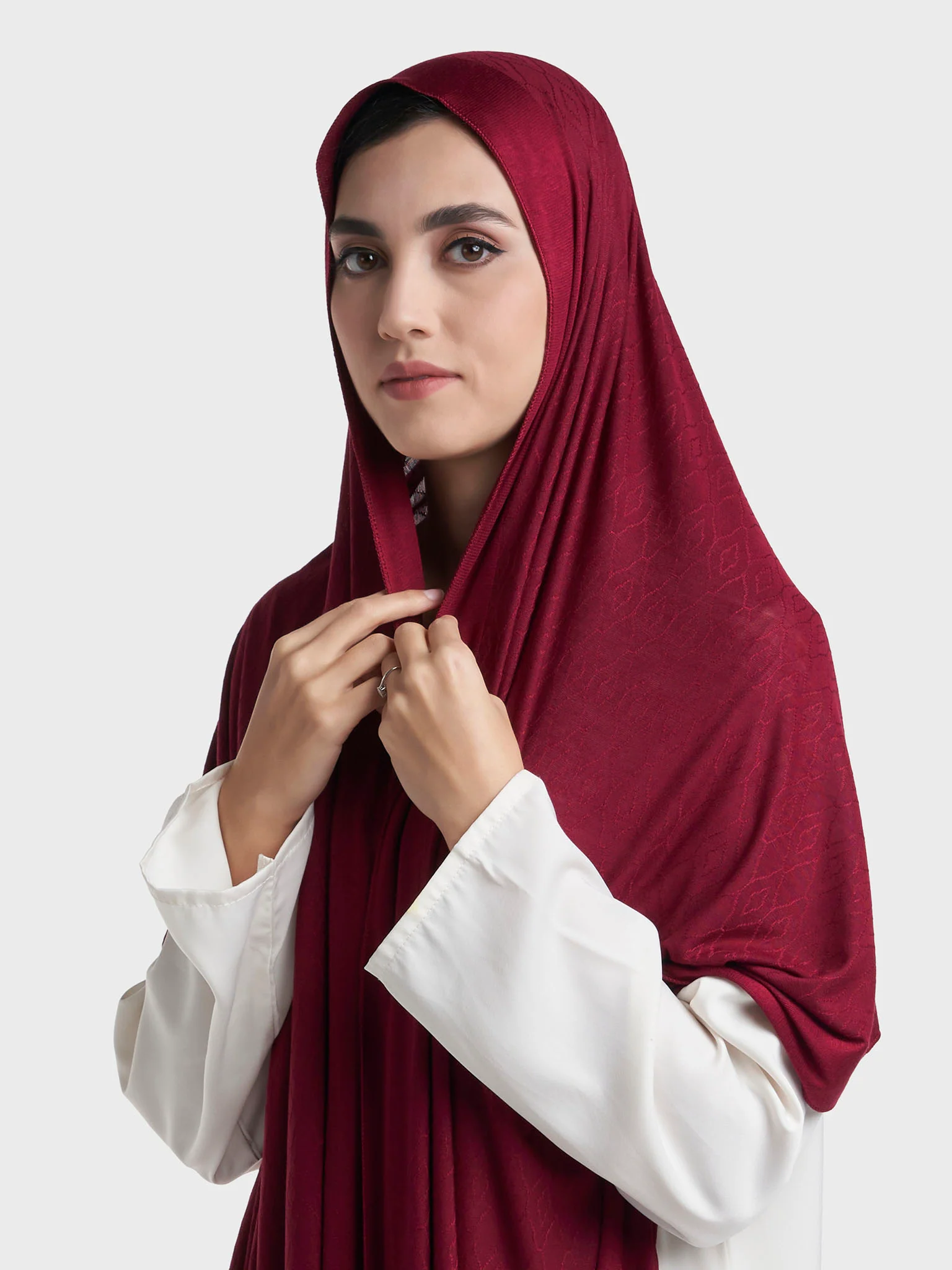 Floral Jacquard Self Print Jersey Hijab (SRKP22127L) - Image 5