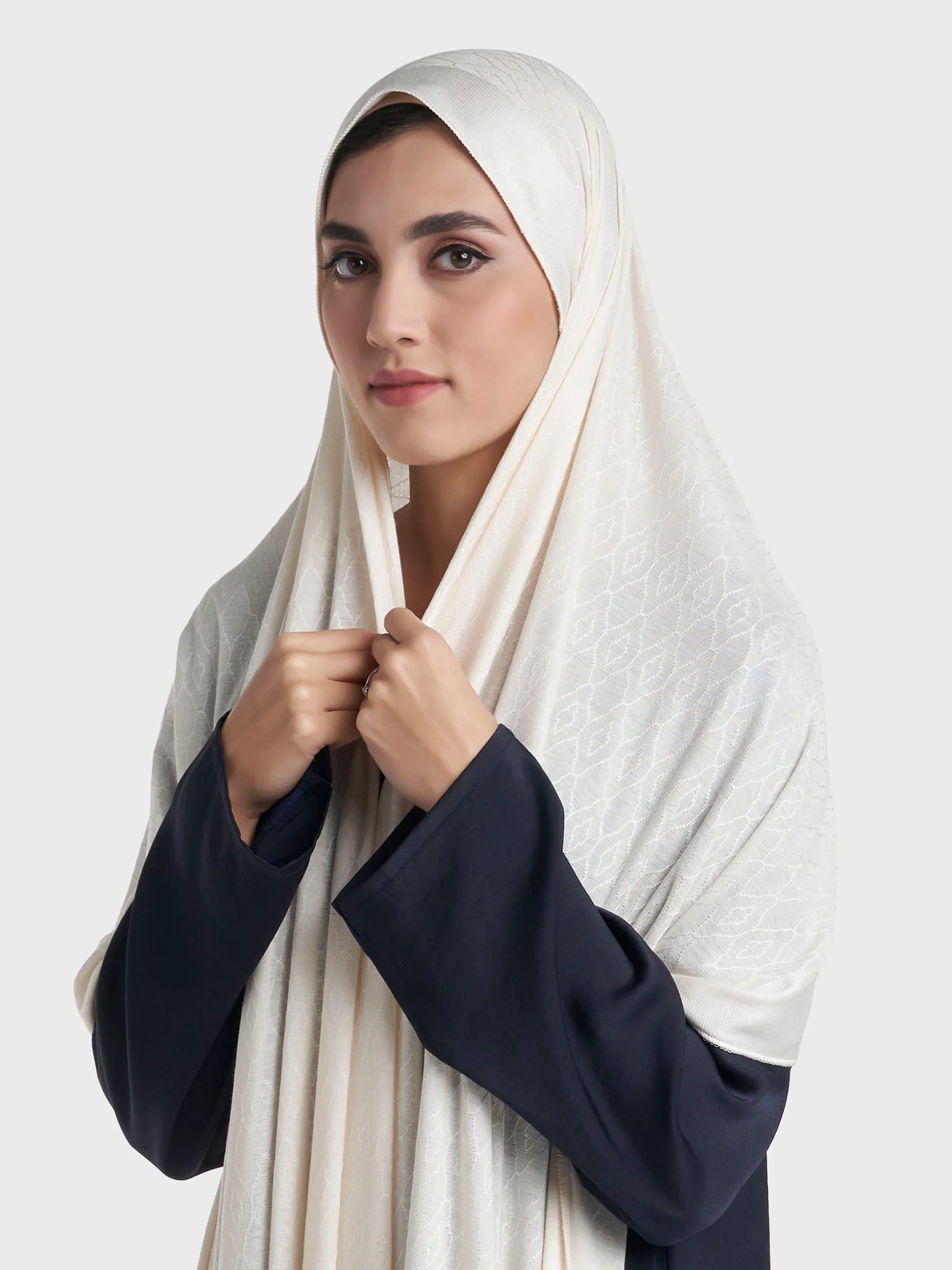 Floral Jacquard Self Print Jersey Hijab (SRKP22127L) - Image 6