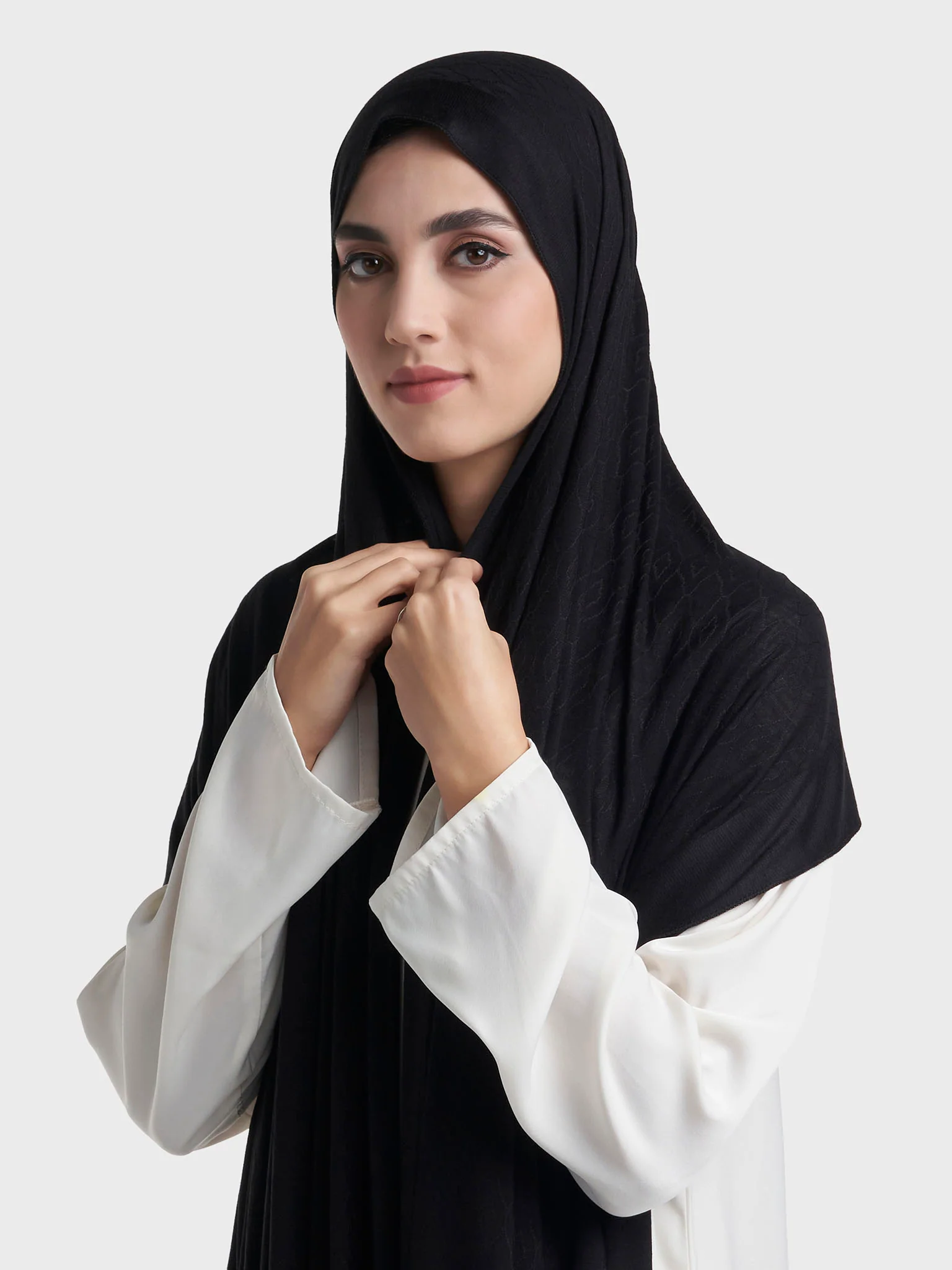 Floral Jacquard Self Print Jersey Hijab (SRKP22127L) - Image 7